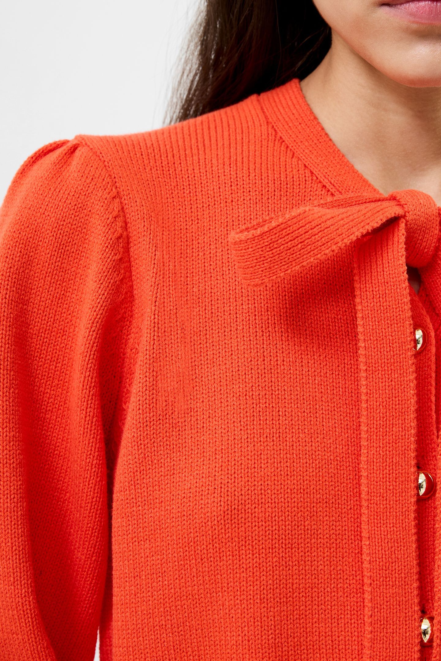 VARLI LS TIE NK CARDIGAN FLAME ORANGE 4