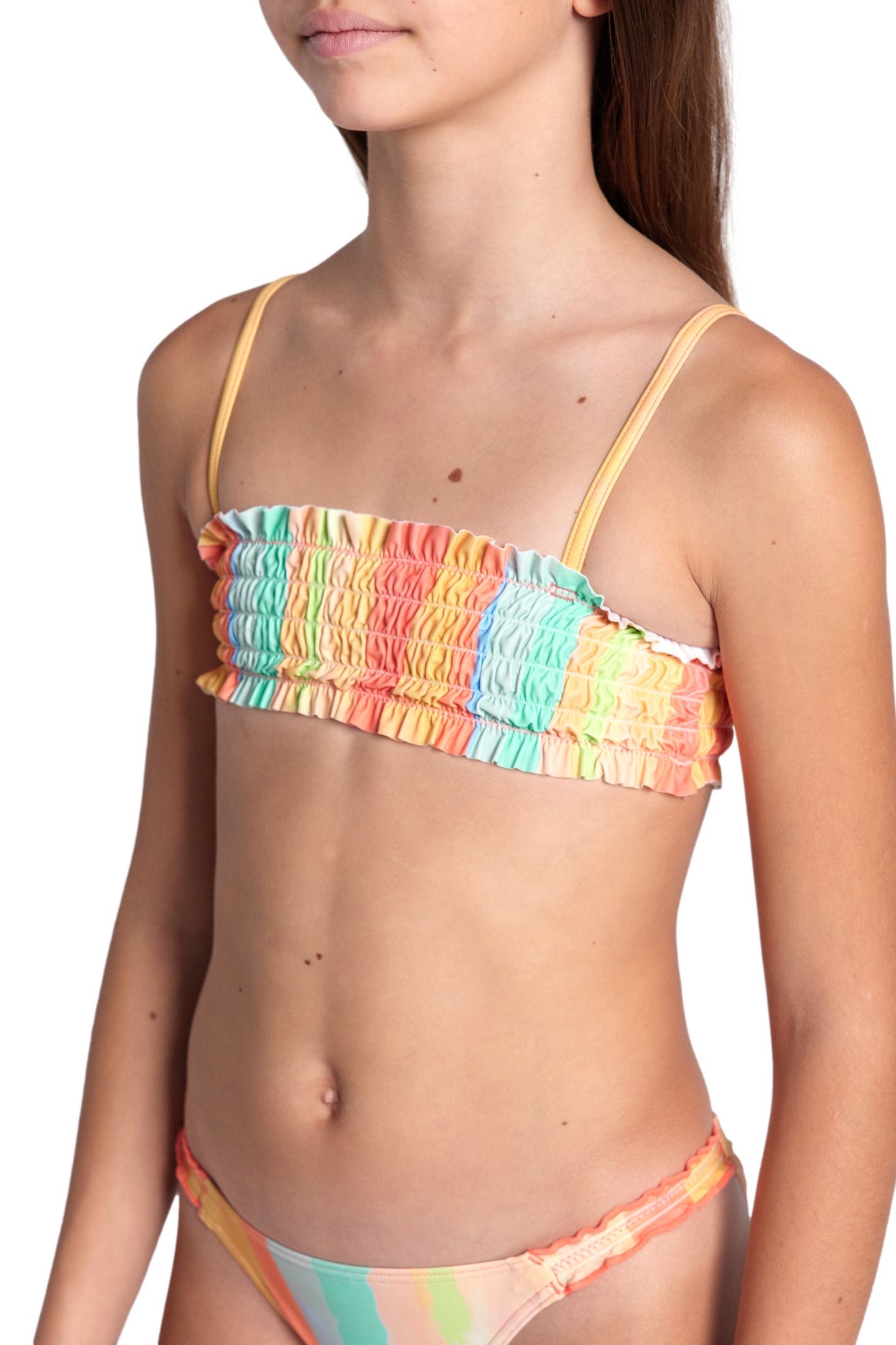 GIRLS' WATER PRINT BIKINI BANDEAU MULTISTRIPES 1