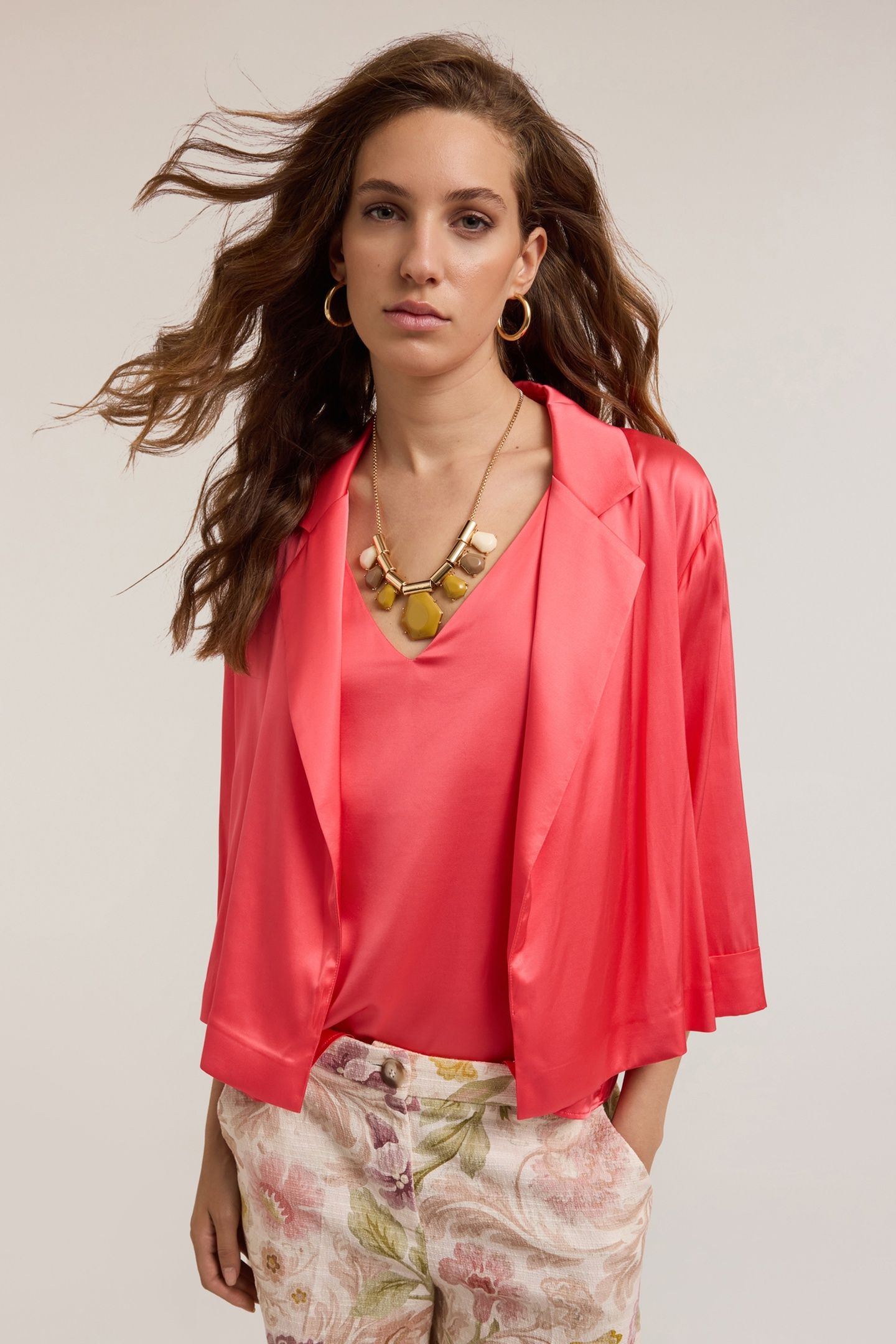 STRETCH SATIN DECONSTRUCTED JACKET PINK 4