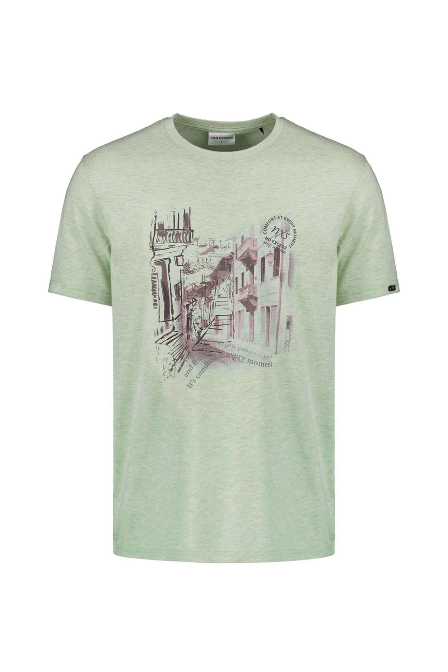 T-SHIRT CREWNECK MELANGE CHEST PRINT MINT 2