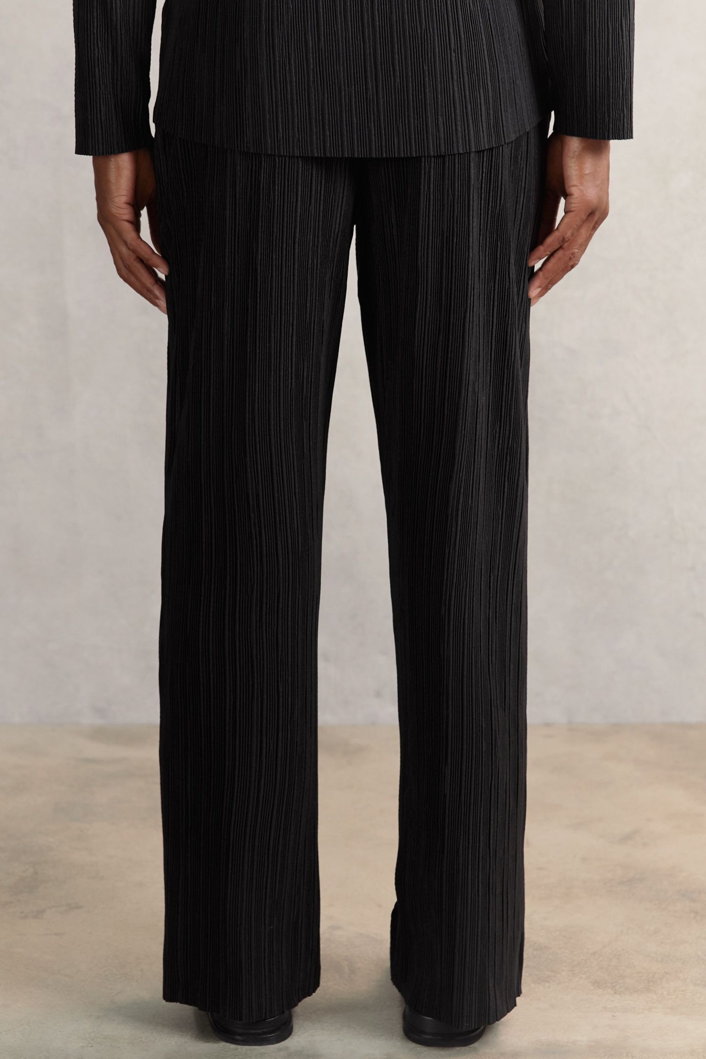 PLISSE WIDE LEG TROUSER BLACK 3