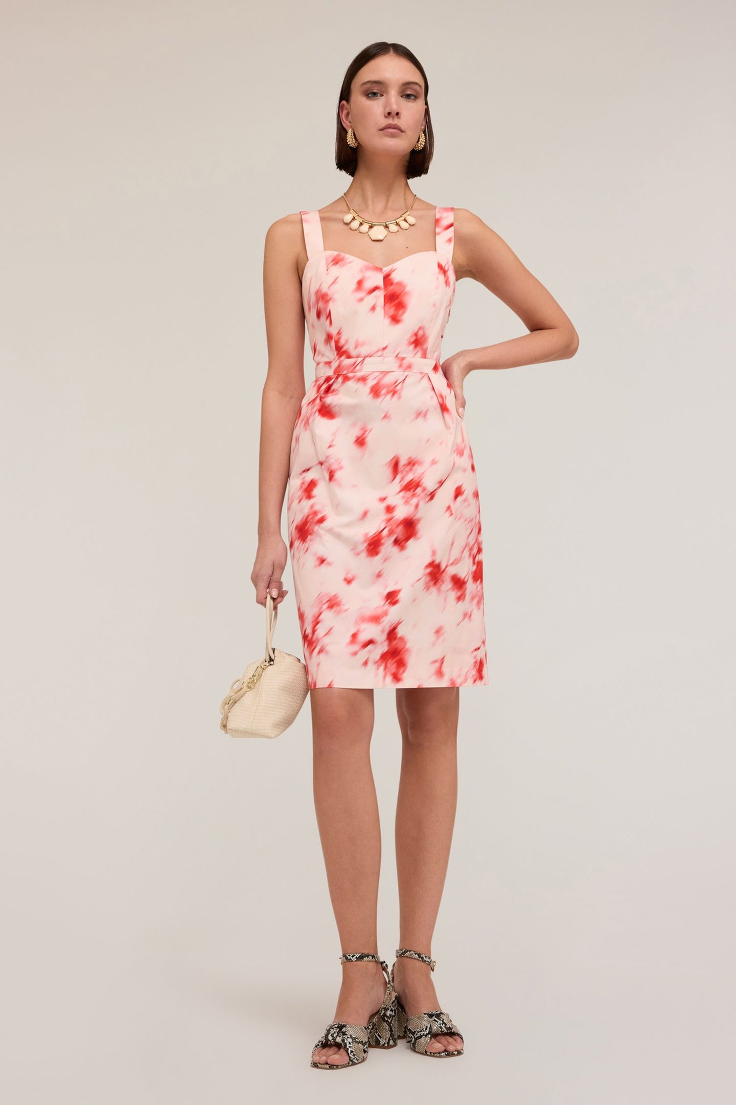 CHINÈ PATTERN BUSTIER DRESS RED 3