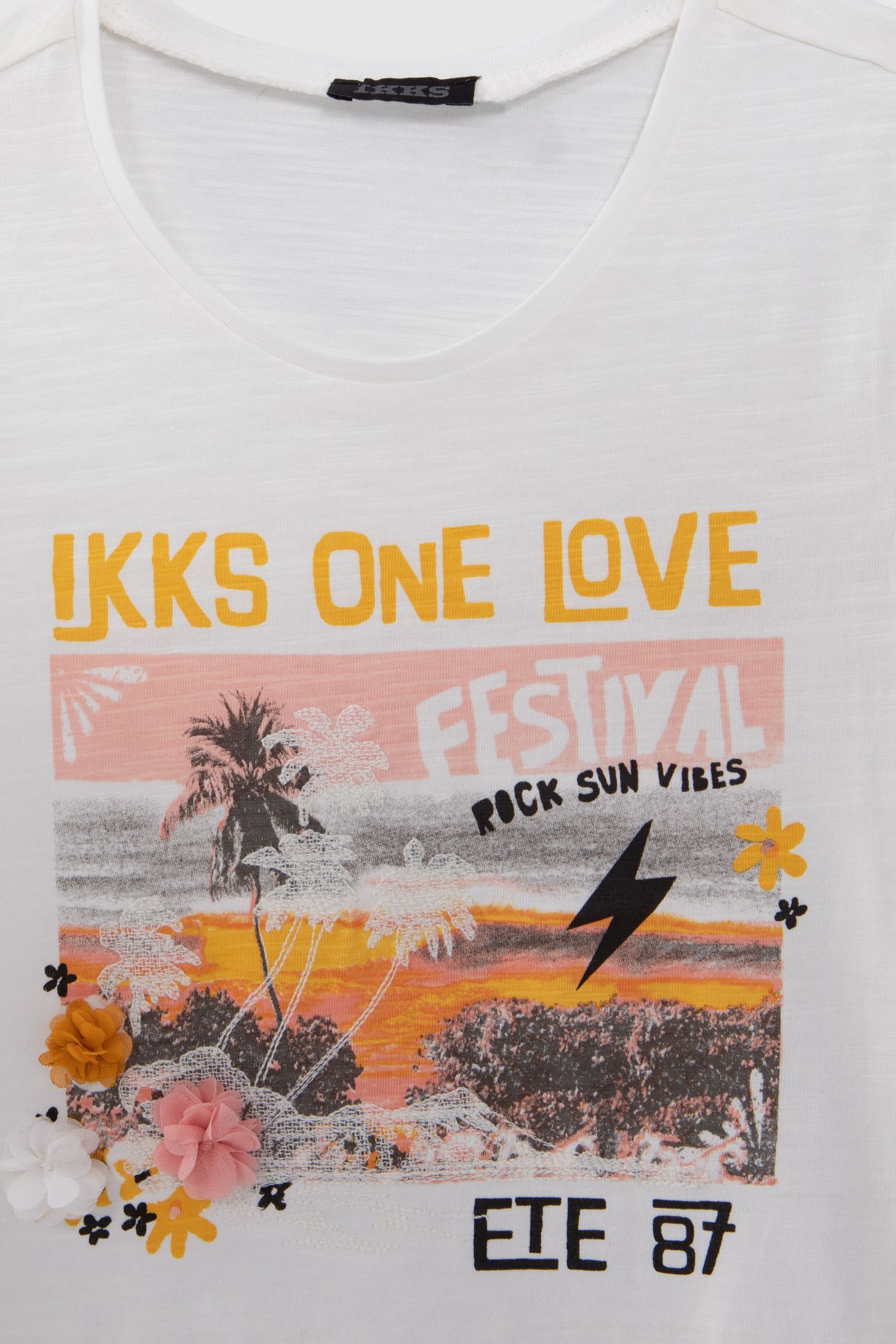 GIRLS' ECRU ORGANIC COTTON SUNSET T-SHIRT 6
