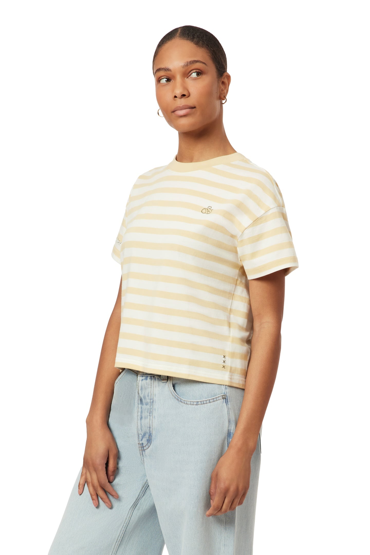 BOXY CROP TEE CHINO GREEN/SUGAR SWIZZLE 2