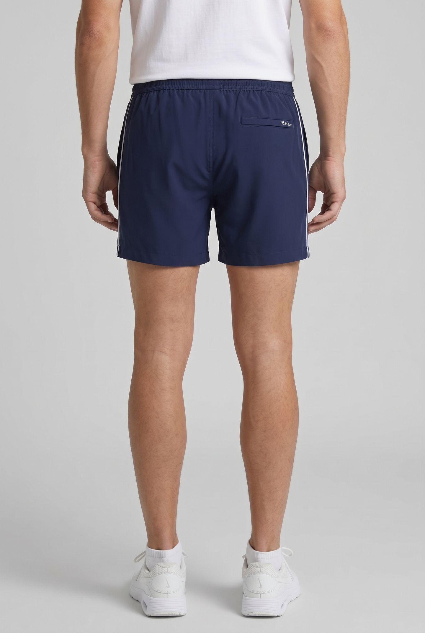 SWIM SHORT WITH PIPING NAVY/WHITE 2
