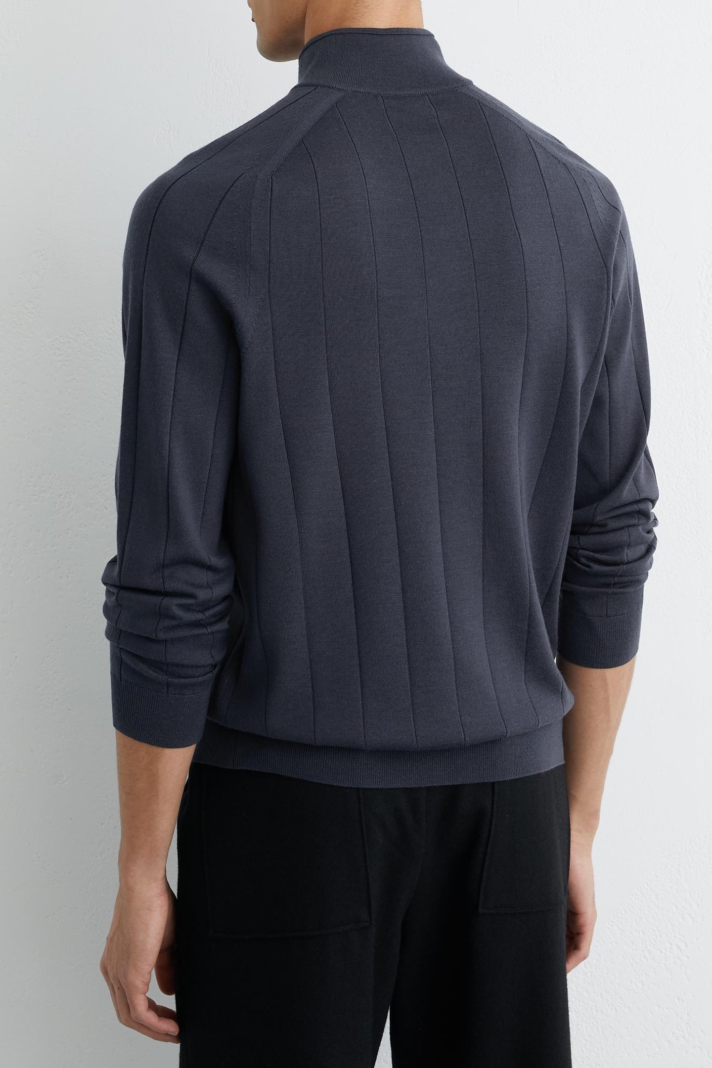LS HALF ZIP FUNNEL WIDE RIB MERINO WOOL JUMPER AIRFORCE BLUE 3