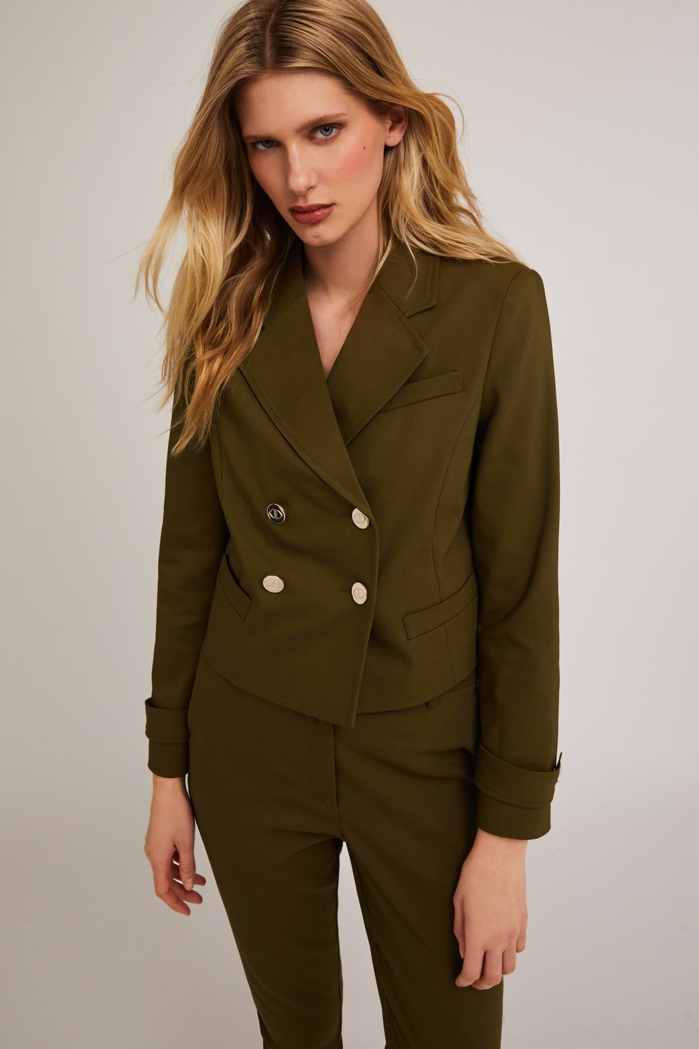 COTTON BLEND SPENCER JACKET MILITARY GREEN 1