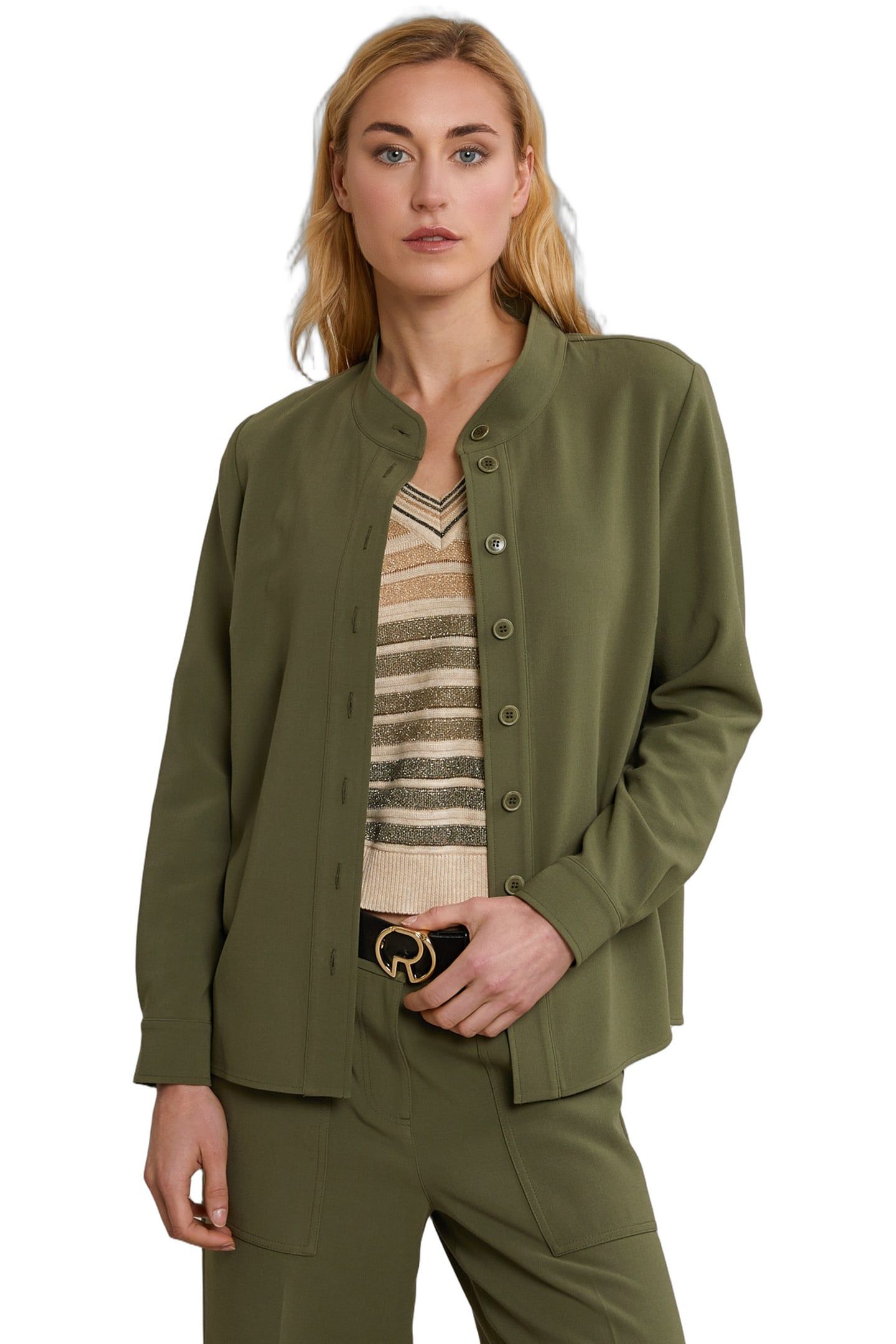KHAKI BUTTONED BLOUSE LONG SLEEVES 1