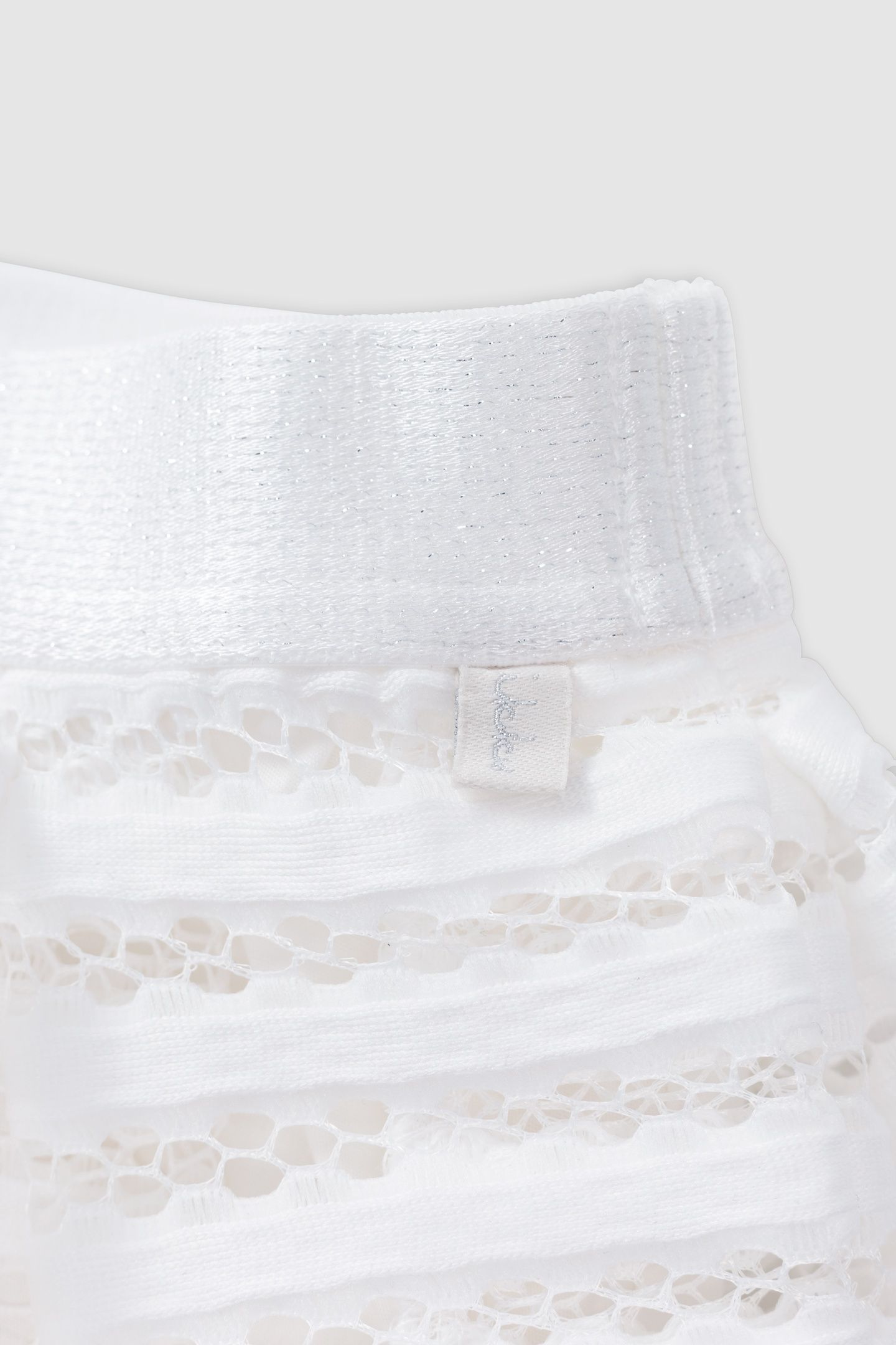 WHITE SKATER SKIRT WITH OPENWORK LACE STRIPES 6