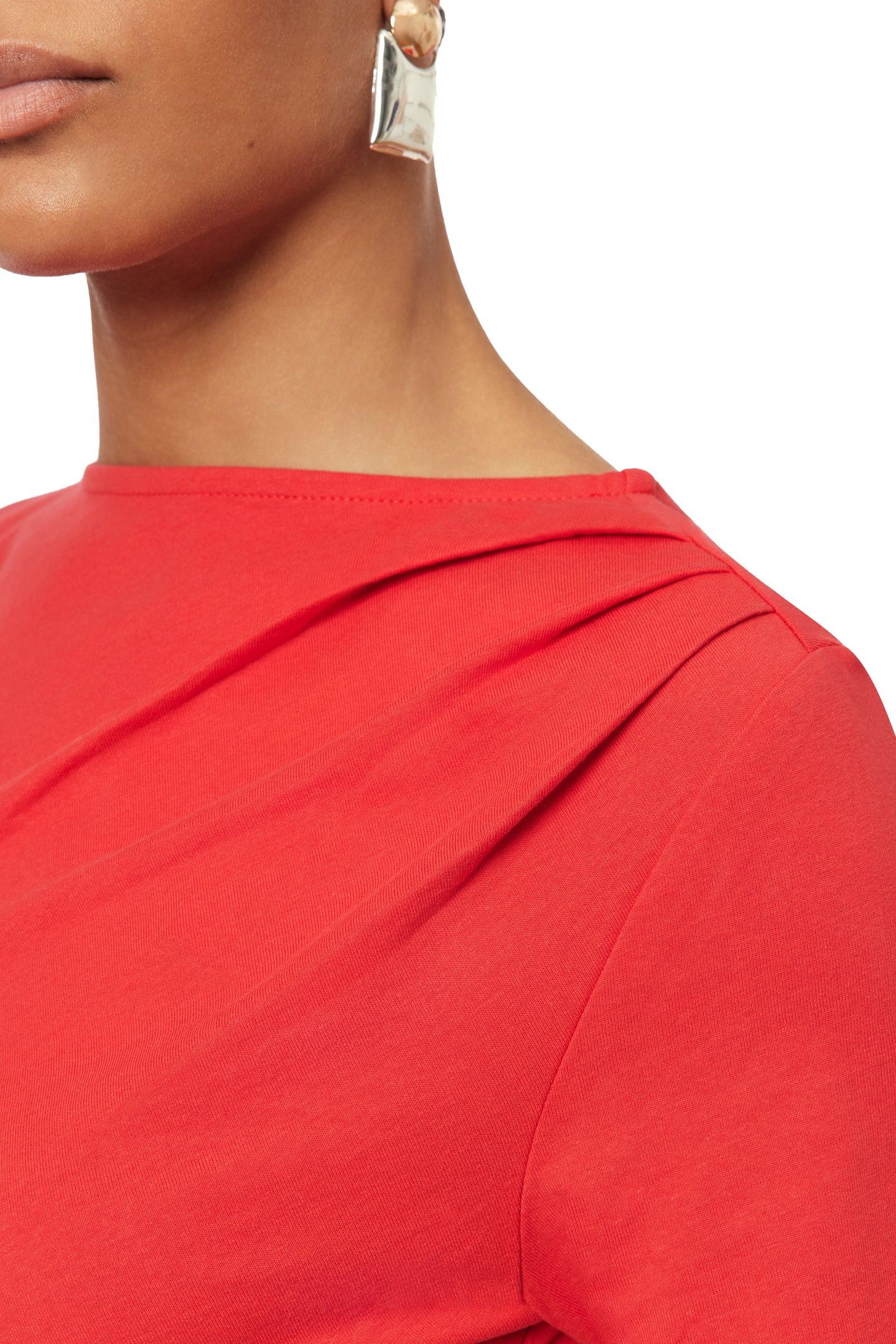 GATHERED ASYMMETRIC TEE POINSETTIA 5