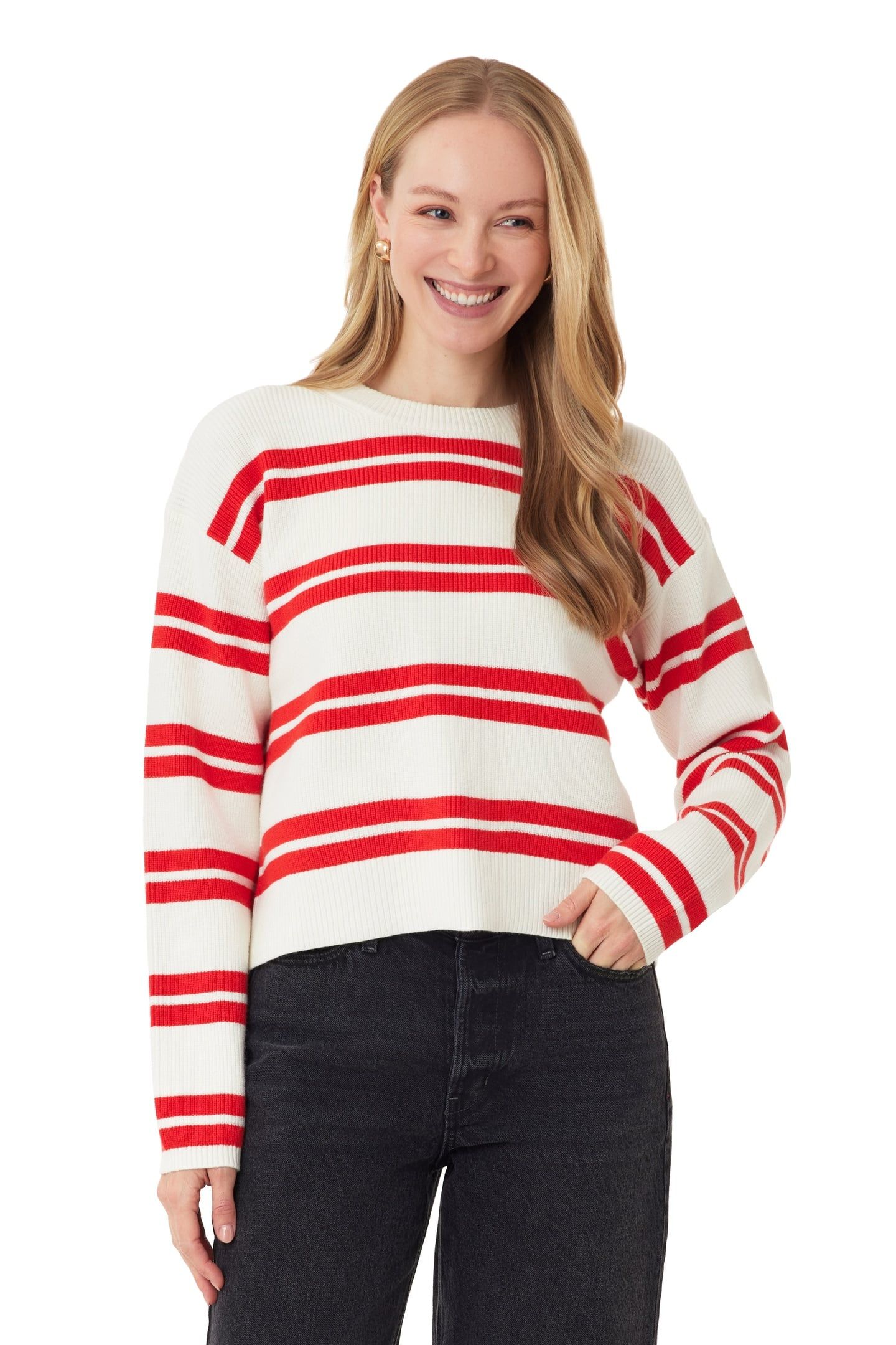 CREW NECK PULLOVER SUGAR SWIZZLE TWIN BAND STRIPE 1