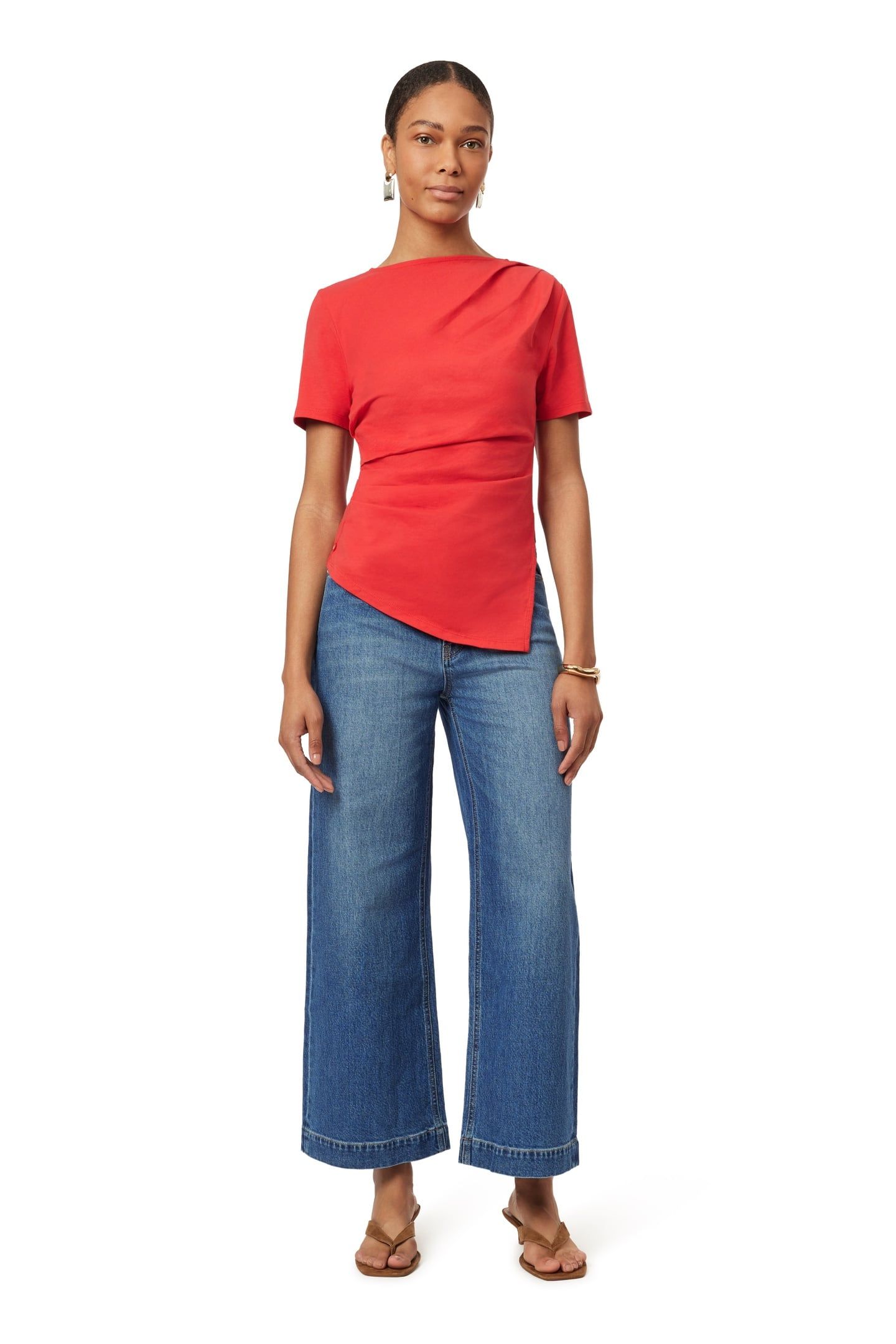 GATHERED ASYMMETRIC TEE POINSETTIA 2