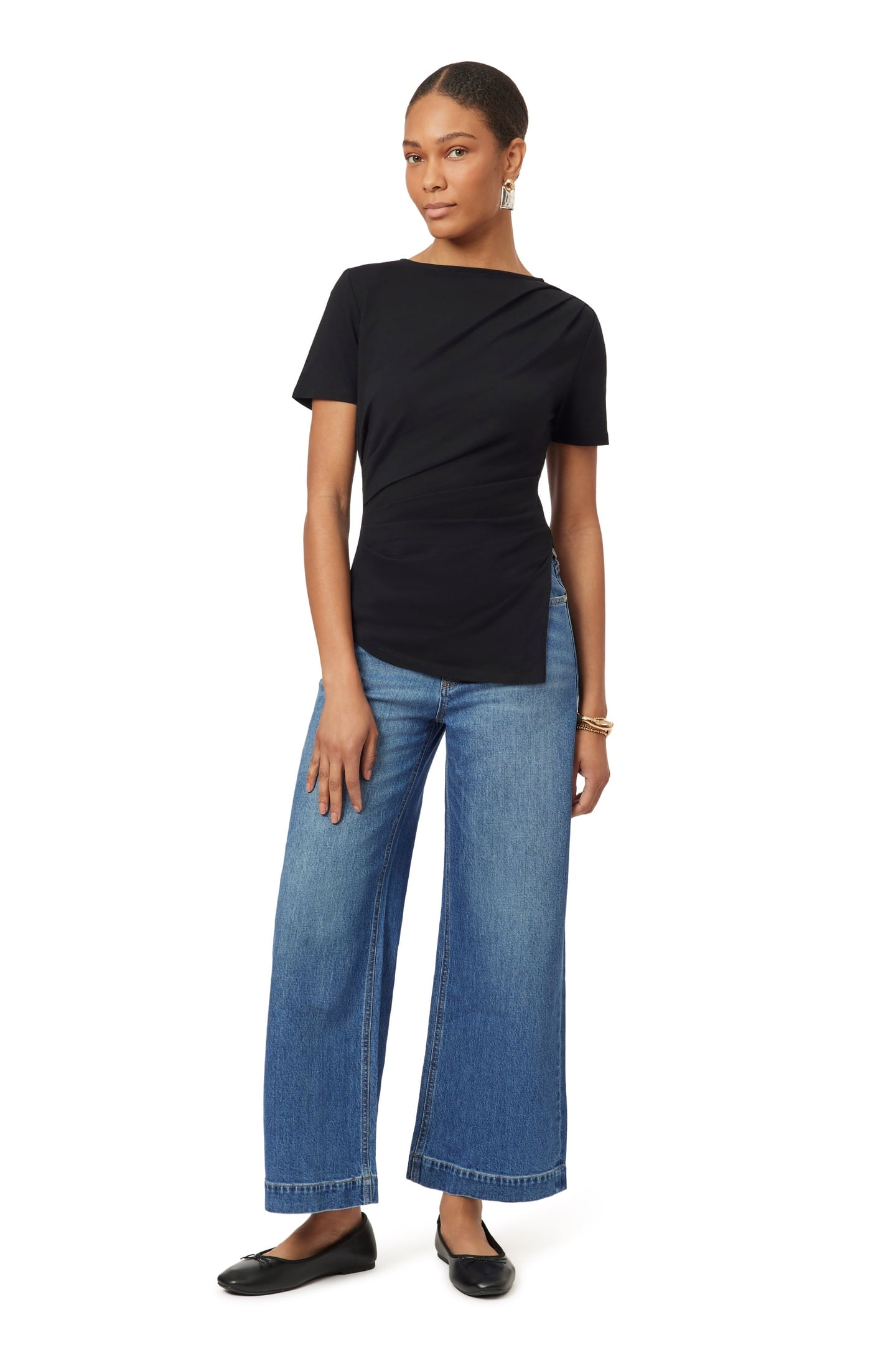 GATHERED ASYMMETRIC TEE BLACK NIGHT 2