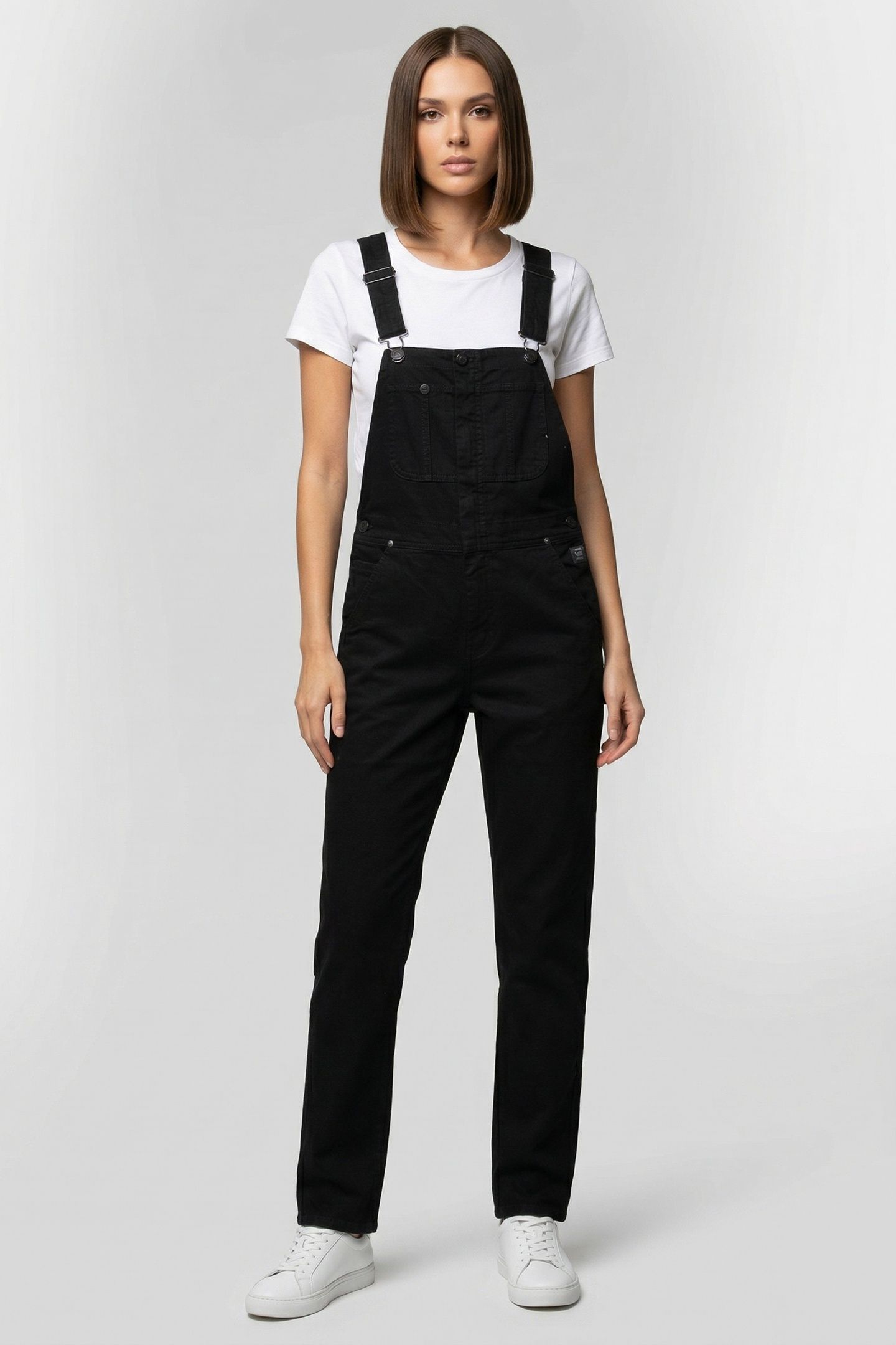 SLIM DUNGAREE SLESS DK BLACK 1