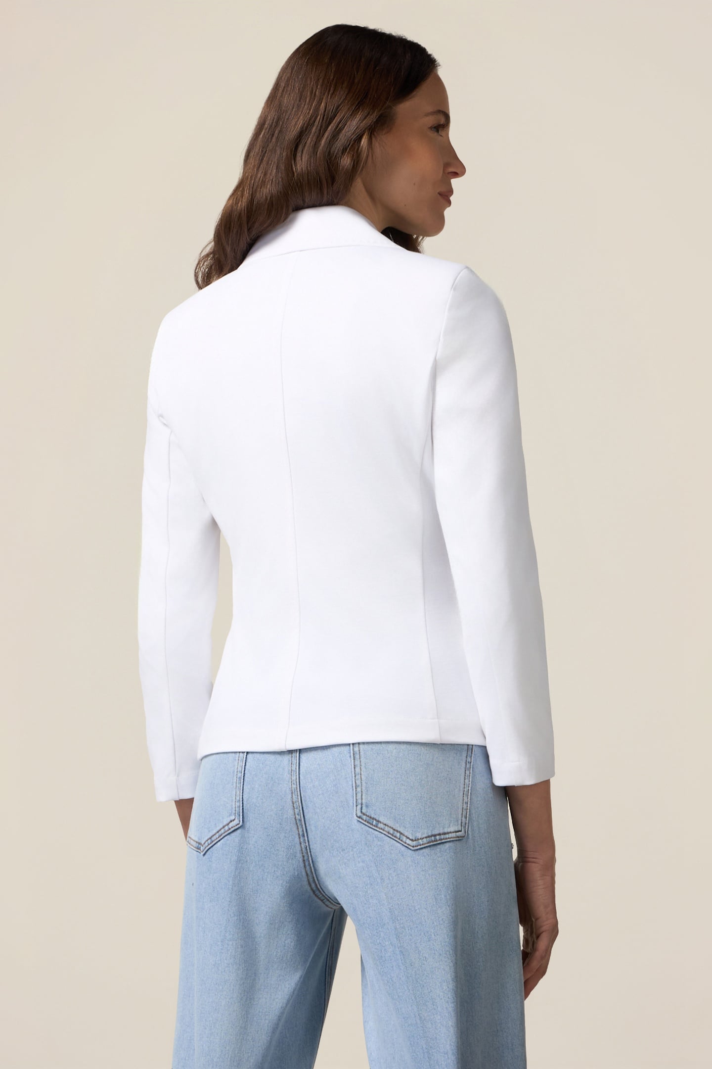 DOUBLE-BREASTED BLAZER IN MILANO STITCH WHITE 2