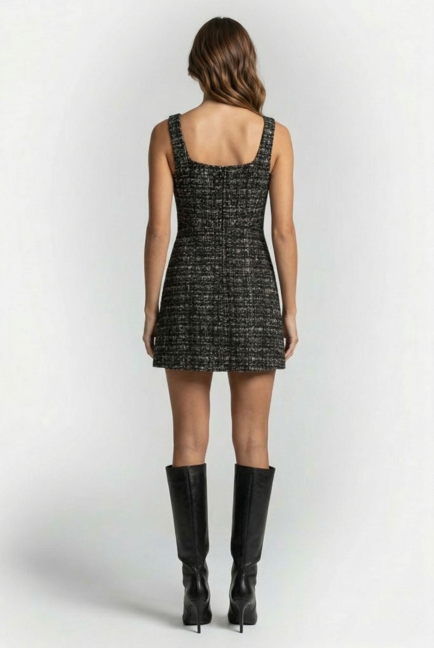 ROSALI TWEED DRESS BLACK 2