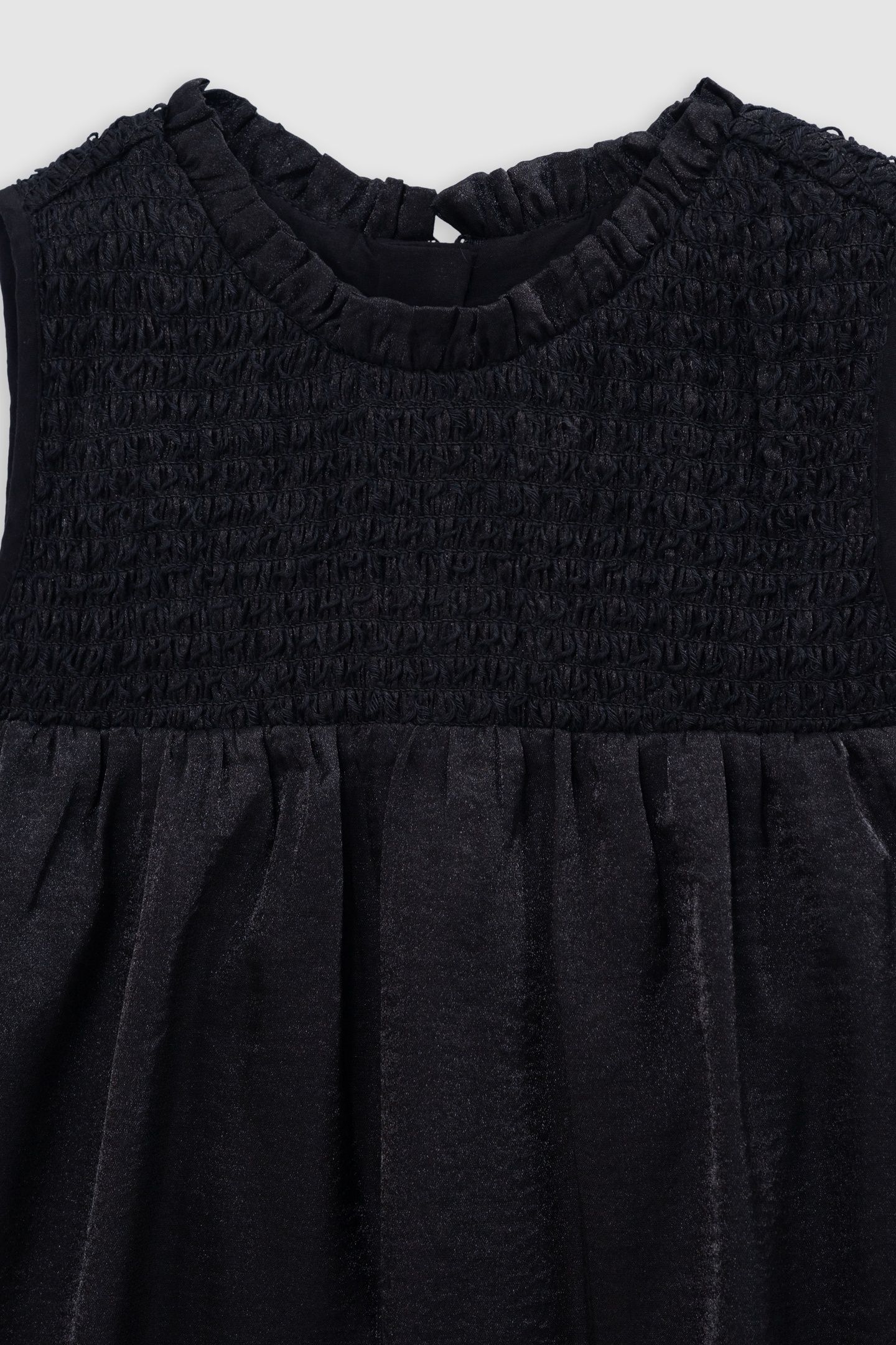 BLACK SATIN DRESS WITH SMOCKED PANEL 6