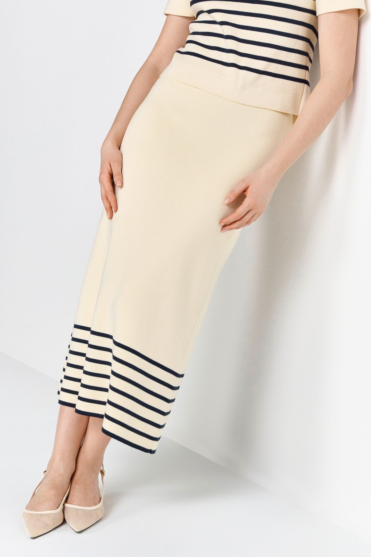 STRIPED KNIT SKIRT PEARL WHITE 2