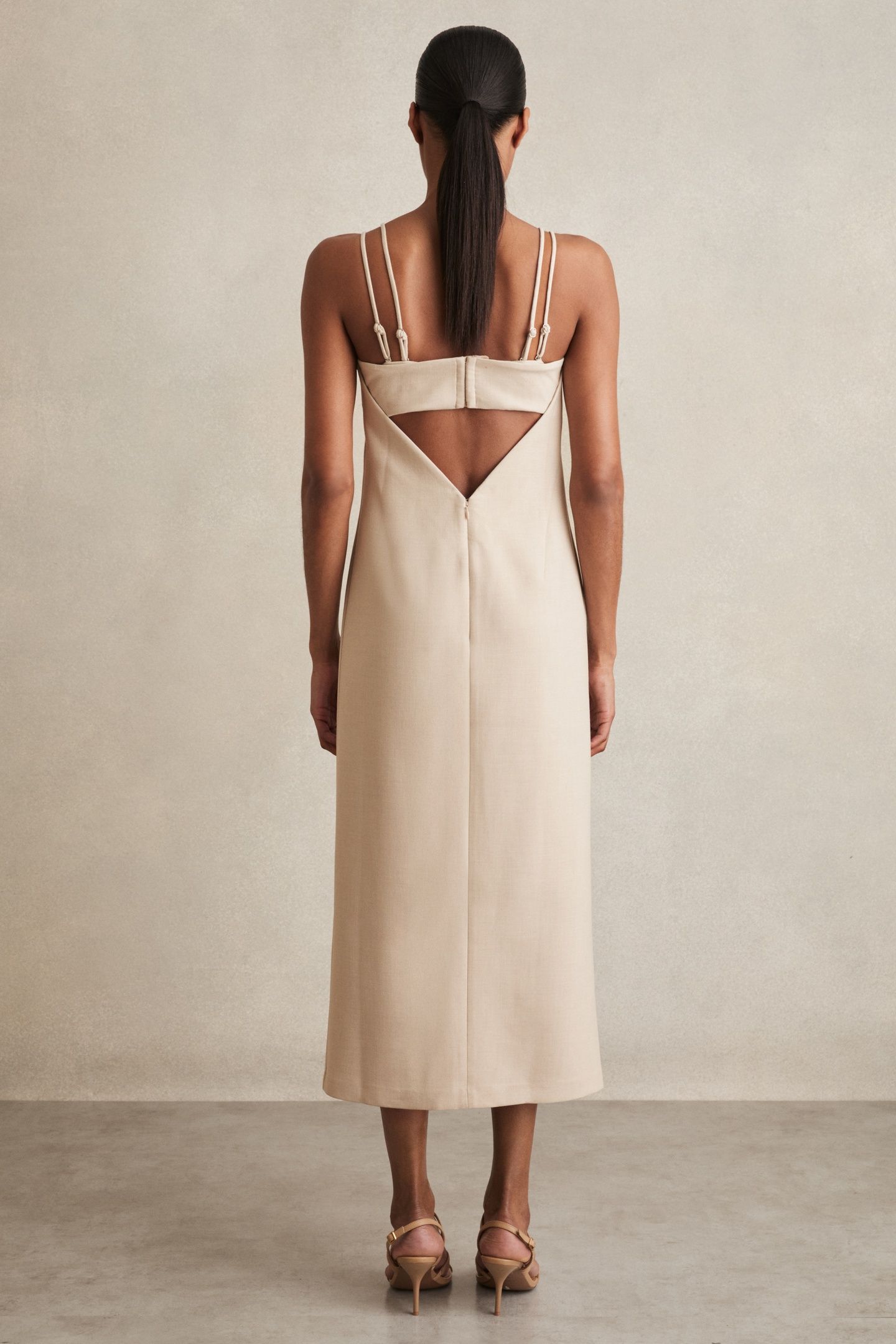 FITTED MIDI DRESS STONE NEUTRAL 3