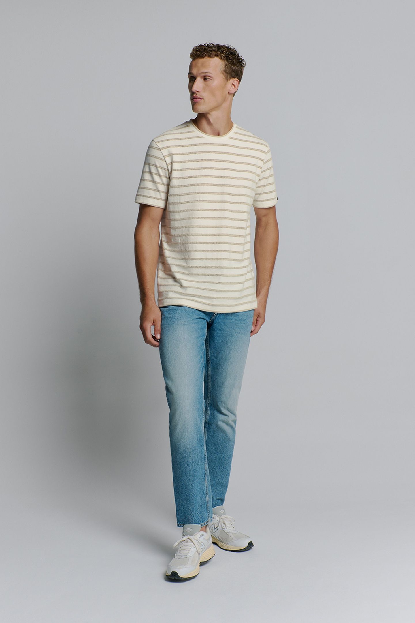 T-SHIRT CREWNECK JACQUARD STRIPES OFFWHITE 2