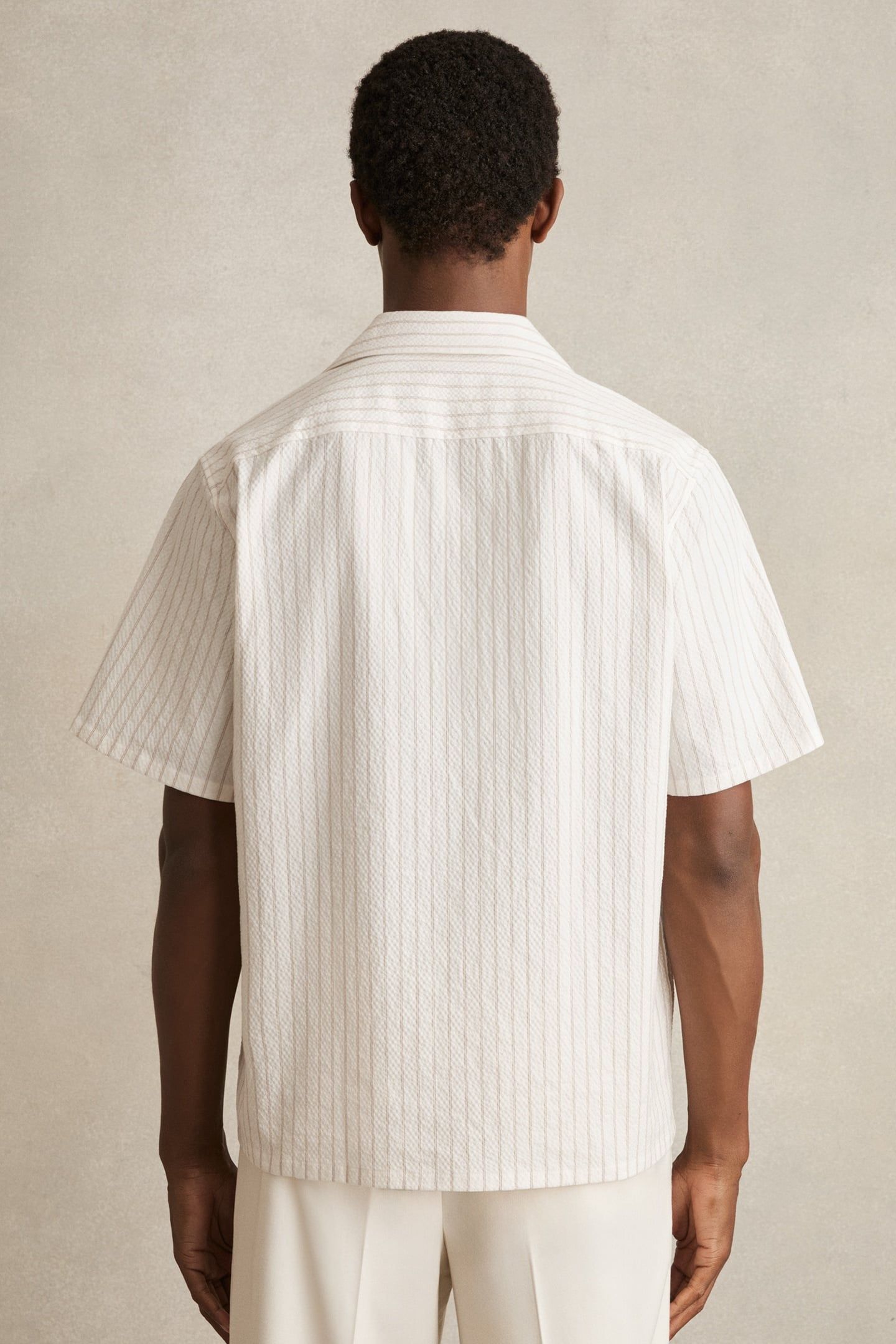 SS SEERSUCKER STRIPE CUBAN SHIRT WHITE TAUPE BROWN 3