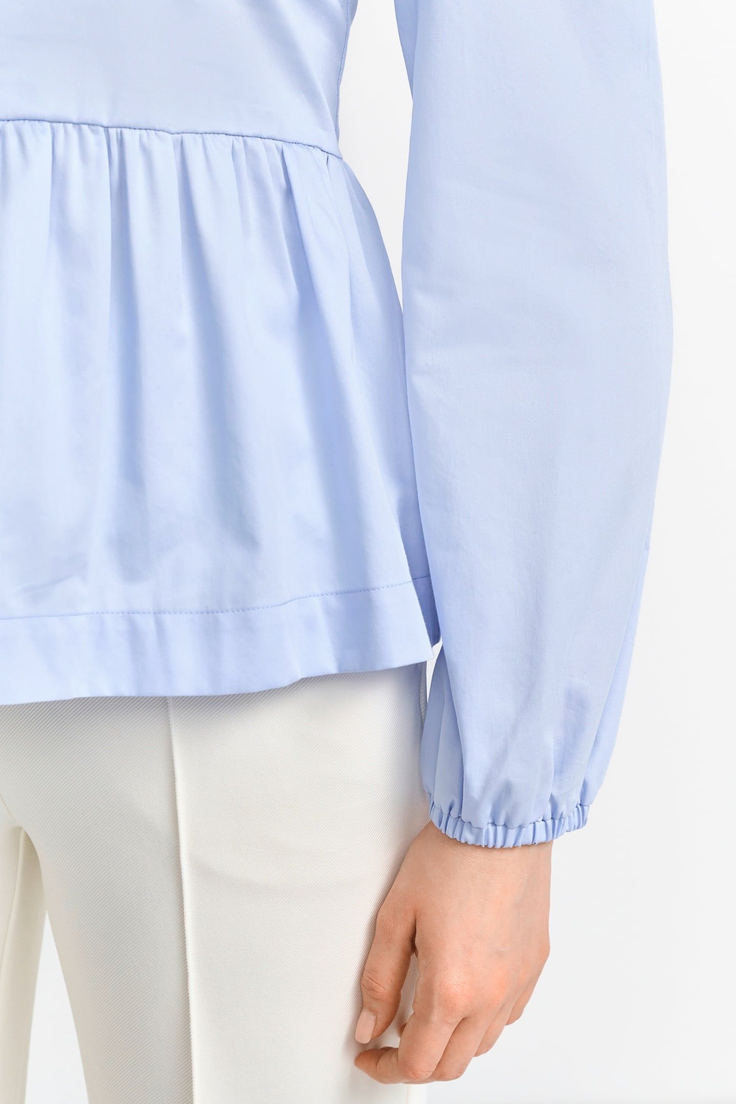COTTON BLOUSE WITH PEPLUM SUSTAINABLE SKYWAY BLUE 4