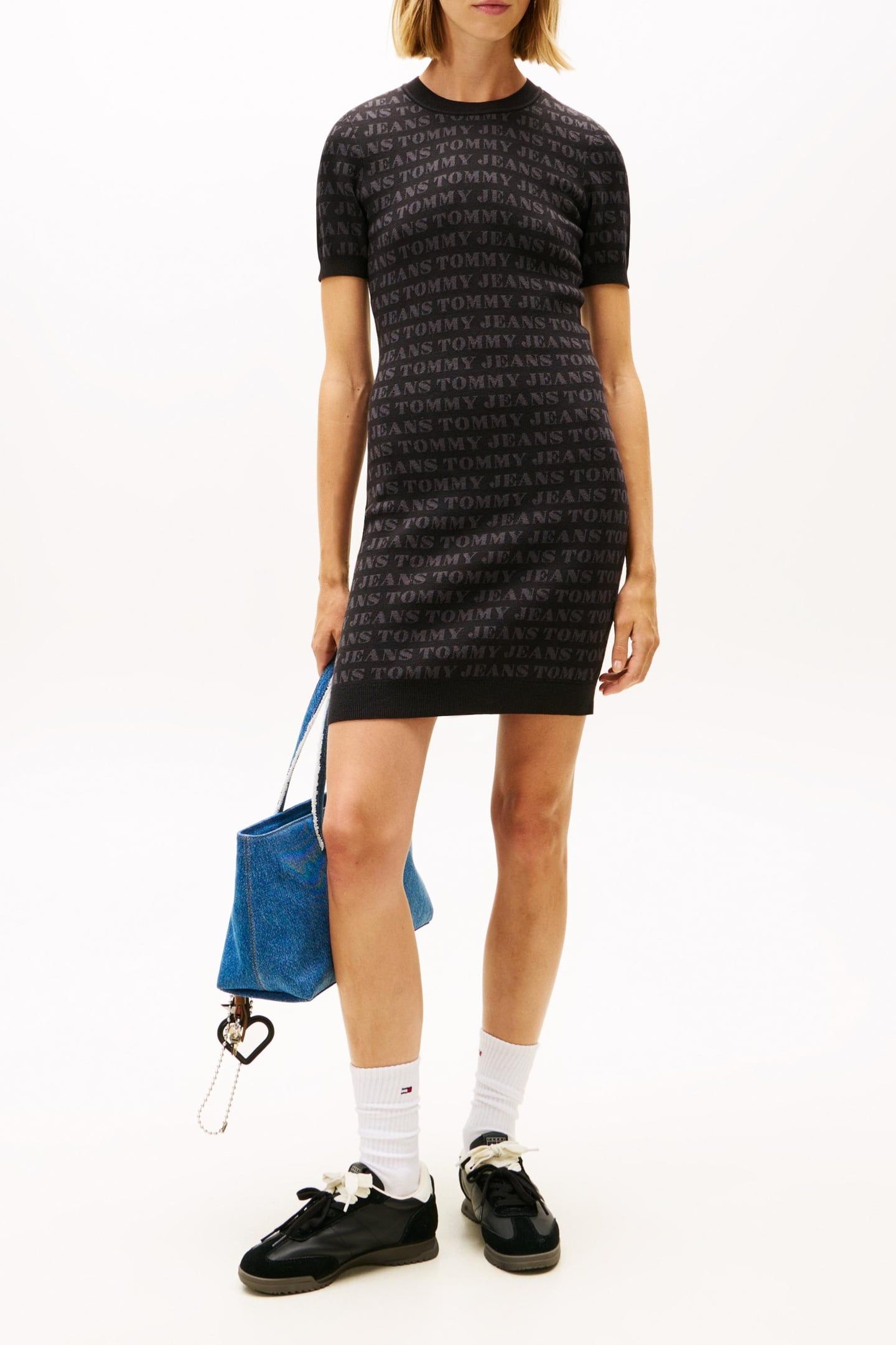 SPELLOUT SWEATER DRESS BLACK TOMMY SPELL OUT AOP 1