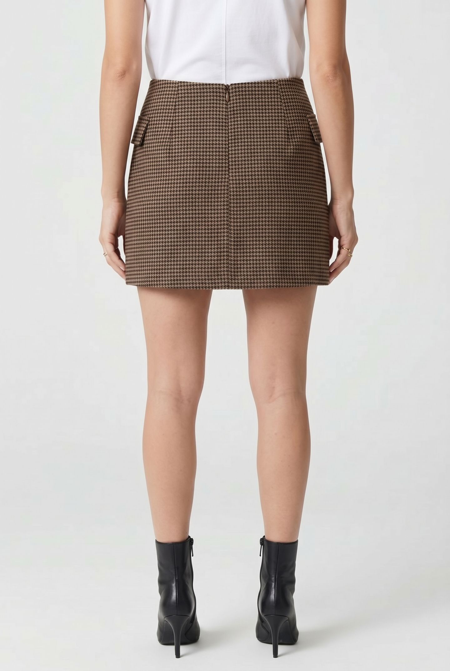 HOUNDSTOOTH SKIRT BROWN 2