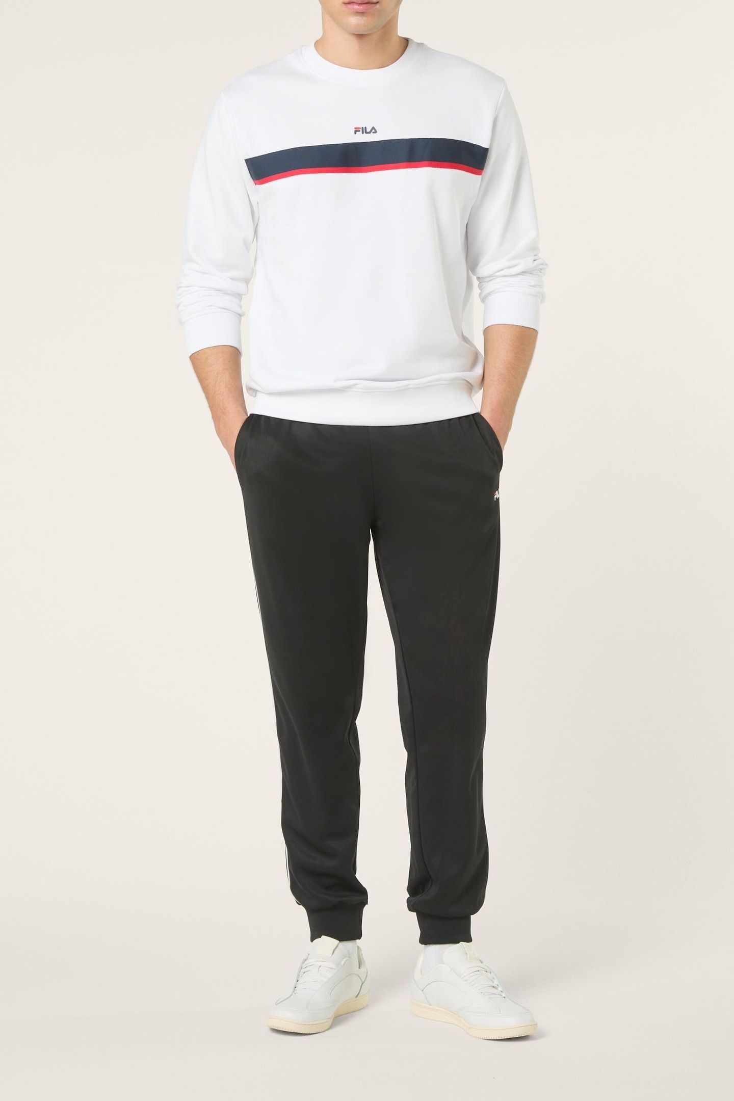 SAGANO REGULAR TAPED CREWNECK SWEATSHIRT BRIGHT WHITE 2