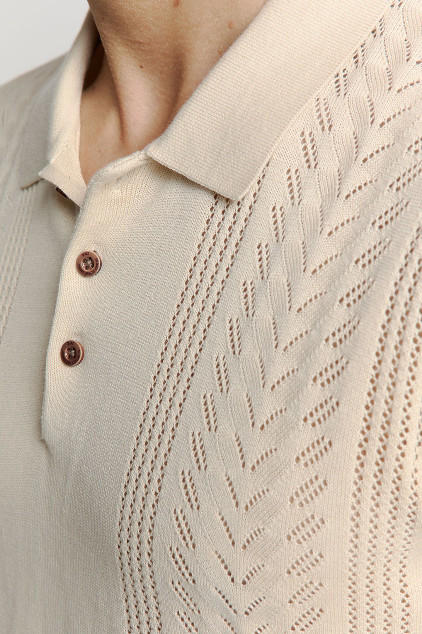 PULLOVER SHORT SLEEVE POLO SOLID PLACED JACQUARD SAND 7