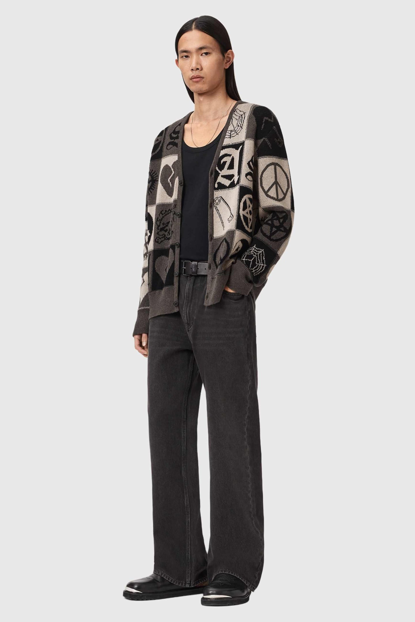 BARKER CARDIGAN TAUPE BROWN/BLACK 3