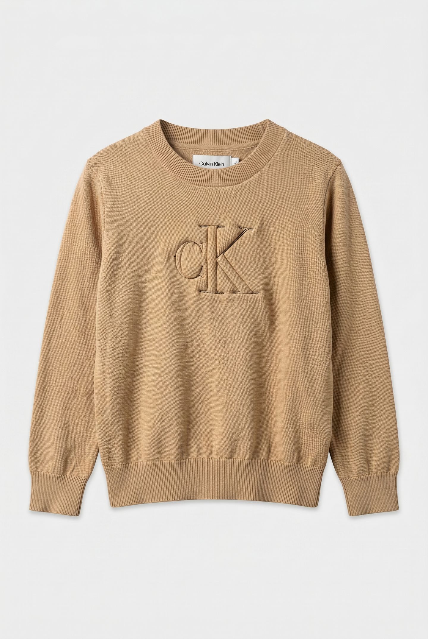 BOYS QUILTED MONOGRAM SWEATER SANDY BEIGE 2