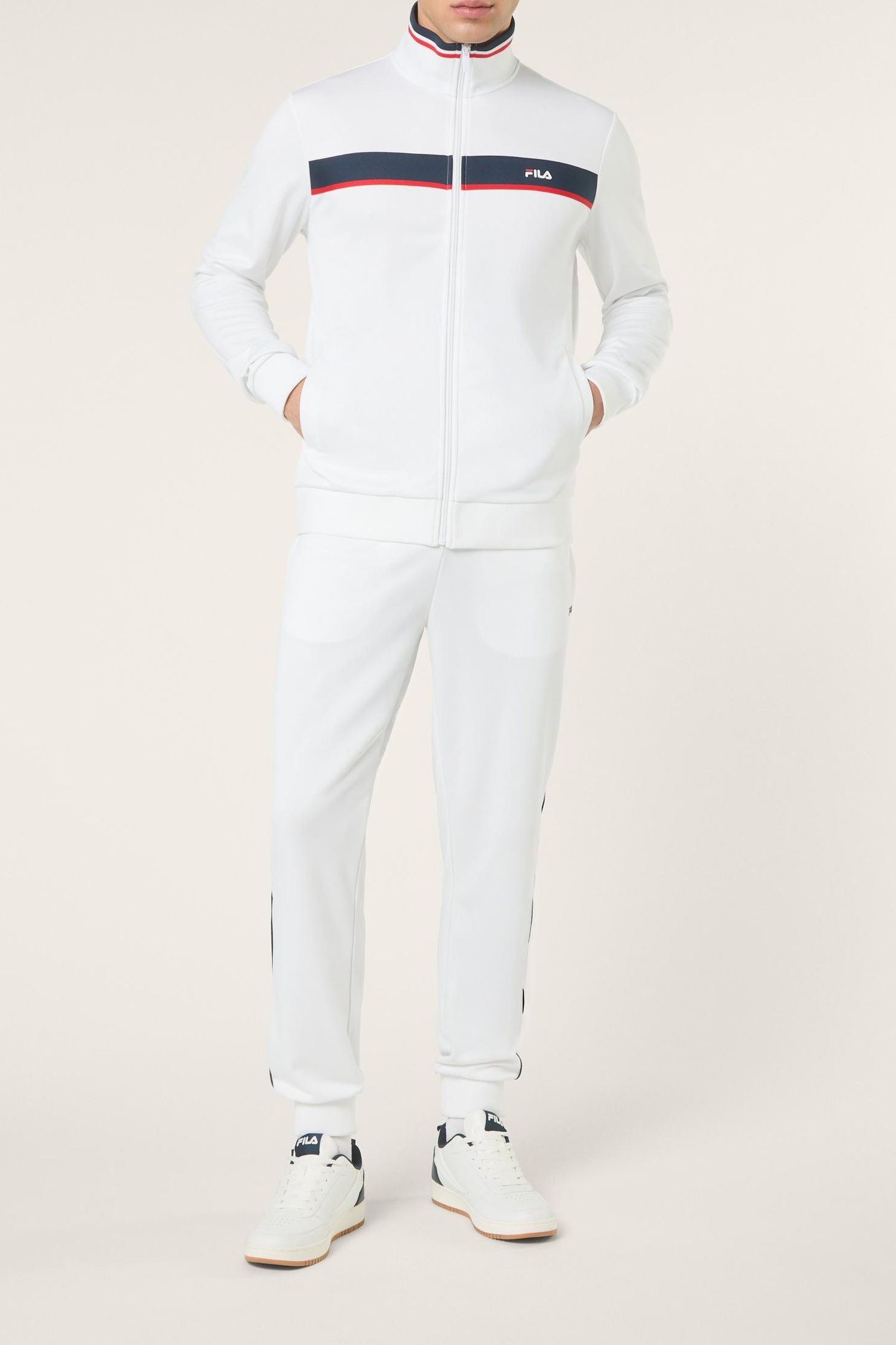 SAGANO REGULAR TAPED TRACK JACKET BRIGHT WHITE-BLACK IRIS 2