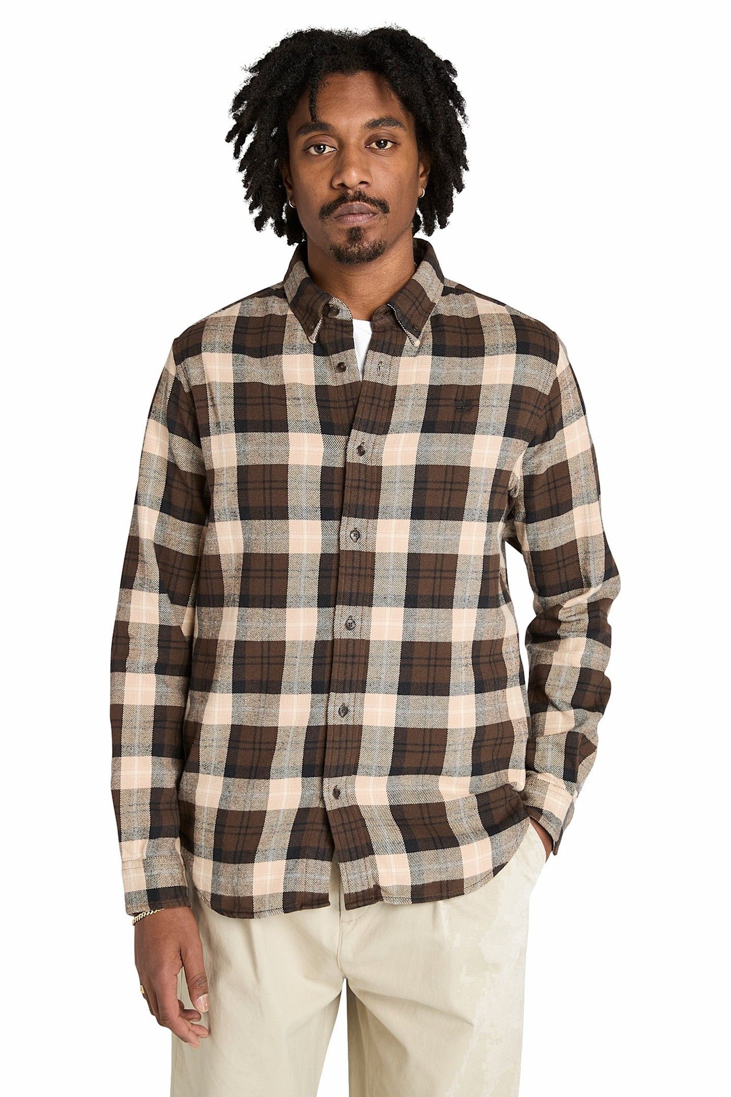 MIDWEIGHT FLANNEL CHECK SHIRT CHOCOLATE BROWN 1