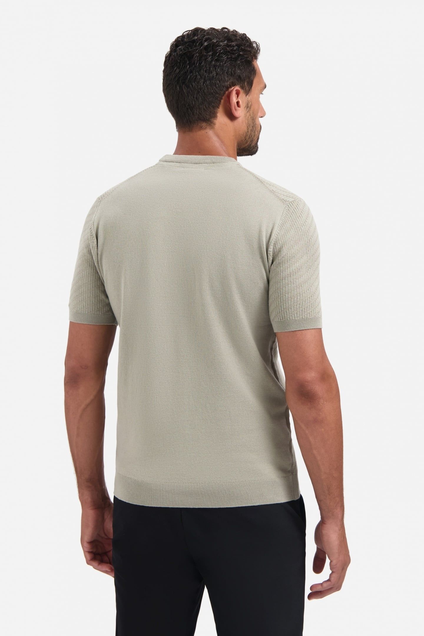 PULLOVER SHORT SLEEVE CREWNECK SOLID JACQUARD CLAY 4