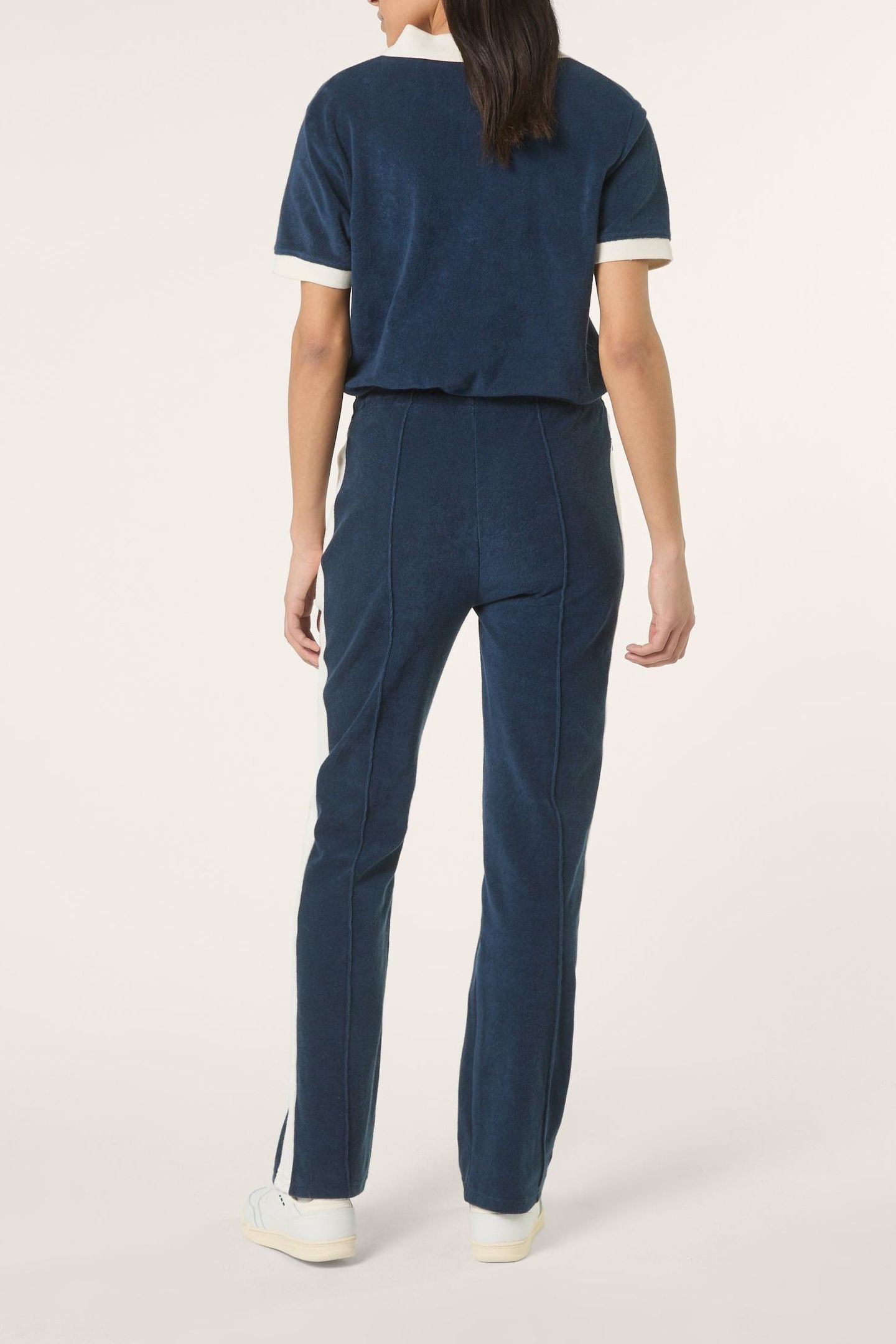 ADRIANO SLIM CONTRAST PANEL TOWELLING TRACK PANTS BLACK IRIS 3