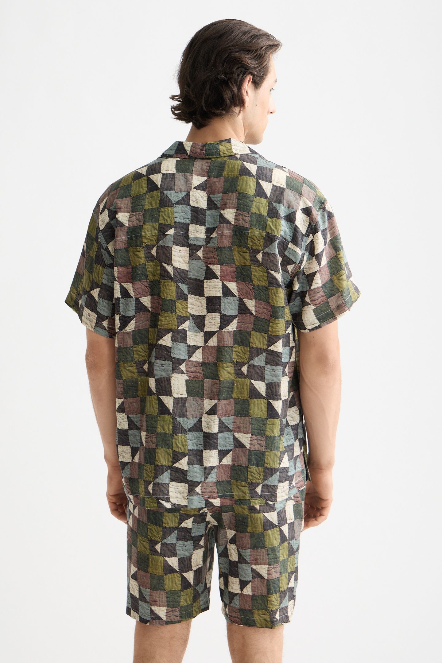 PRINTED SHORT-SLEEVED TENCEL SHIRT ZIG ZAG PATCHWORK MULTI 2