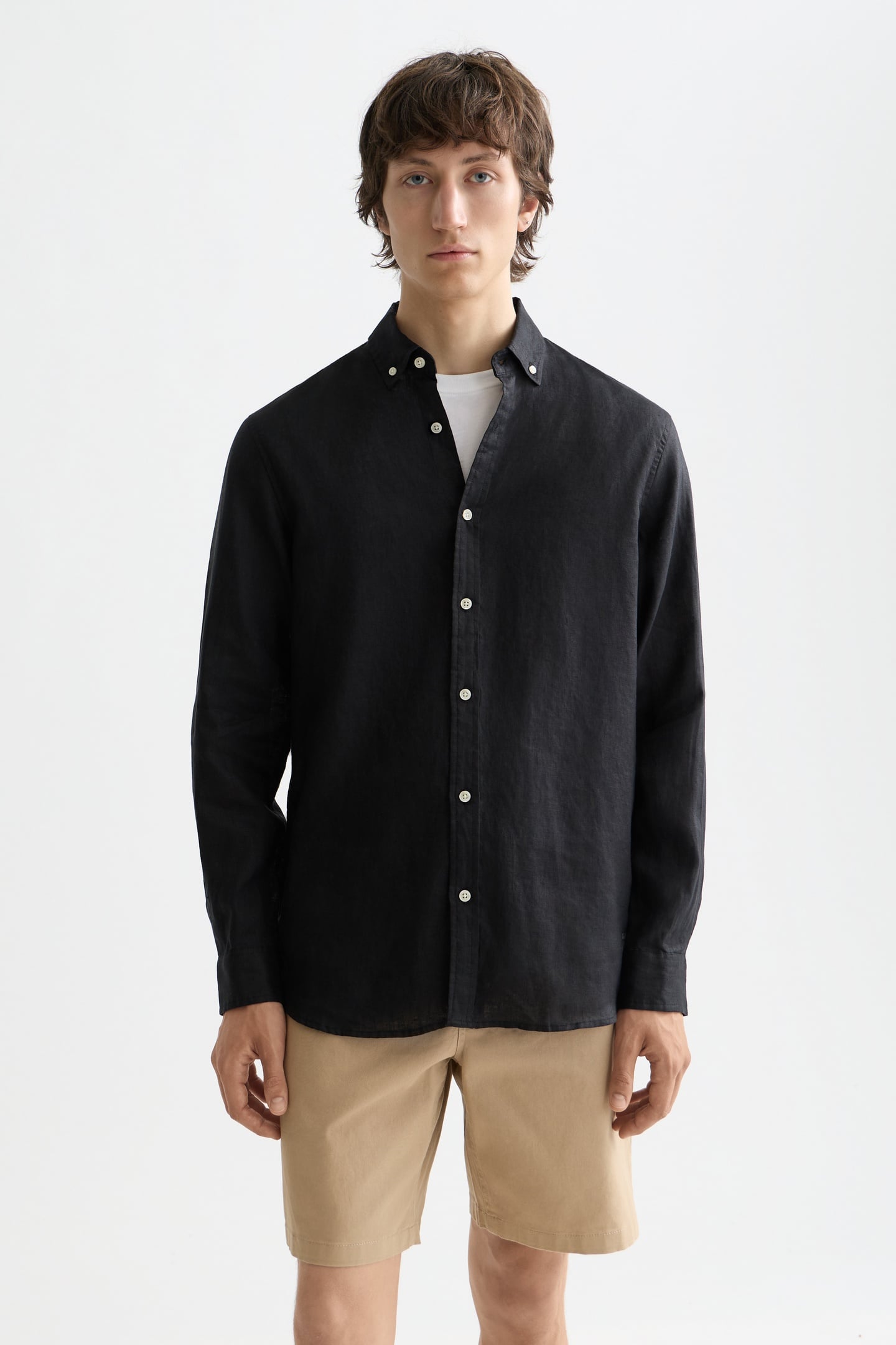 NOS LINEN REGULAR-FIT SHIRT BLACK 1