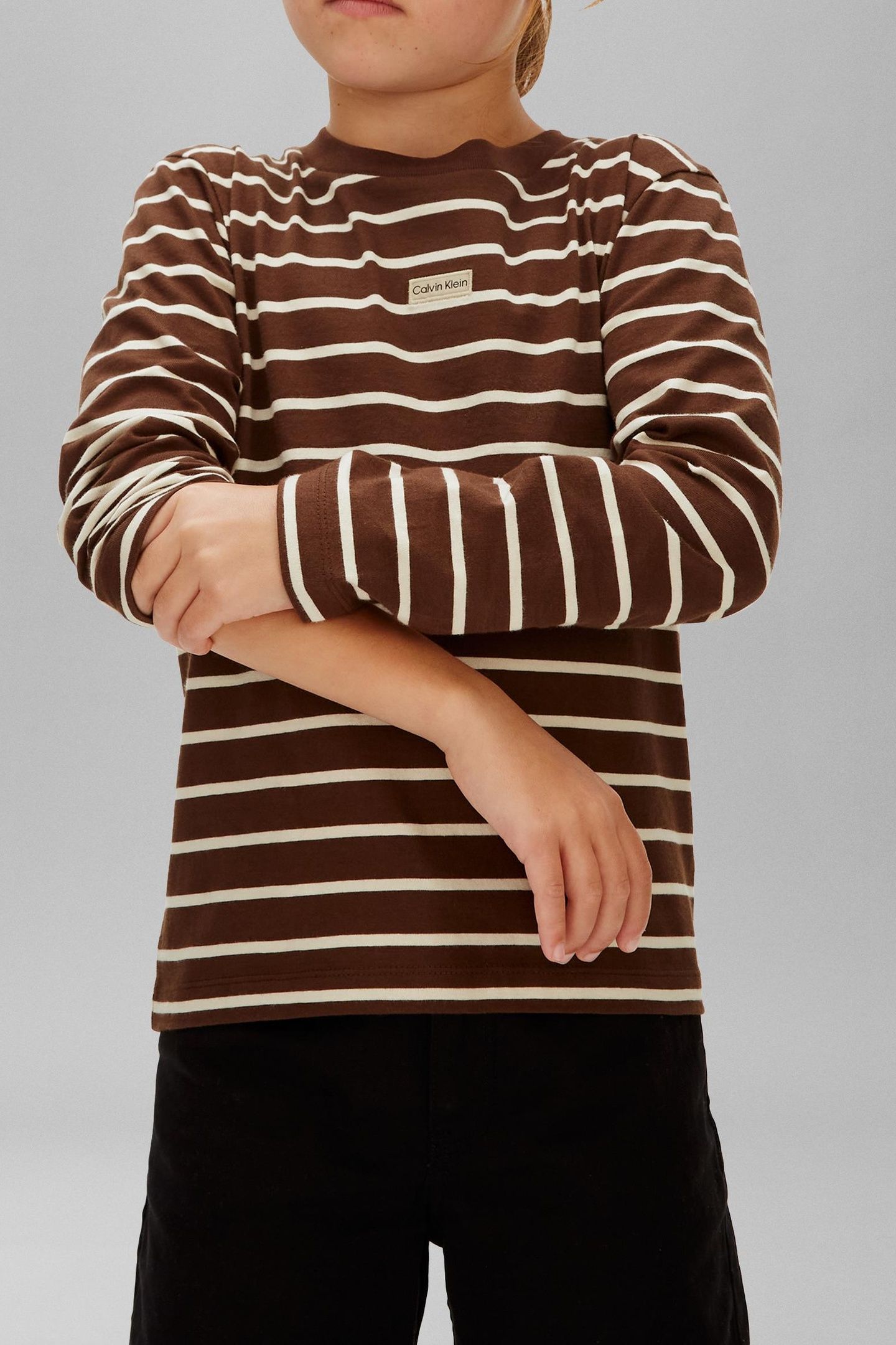 GIRLS STRIPE L/S T-SHIRT LEGACY BROWN/WHITE GRAY 3