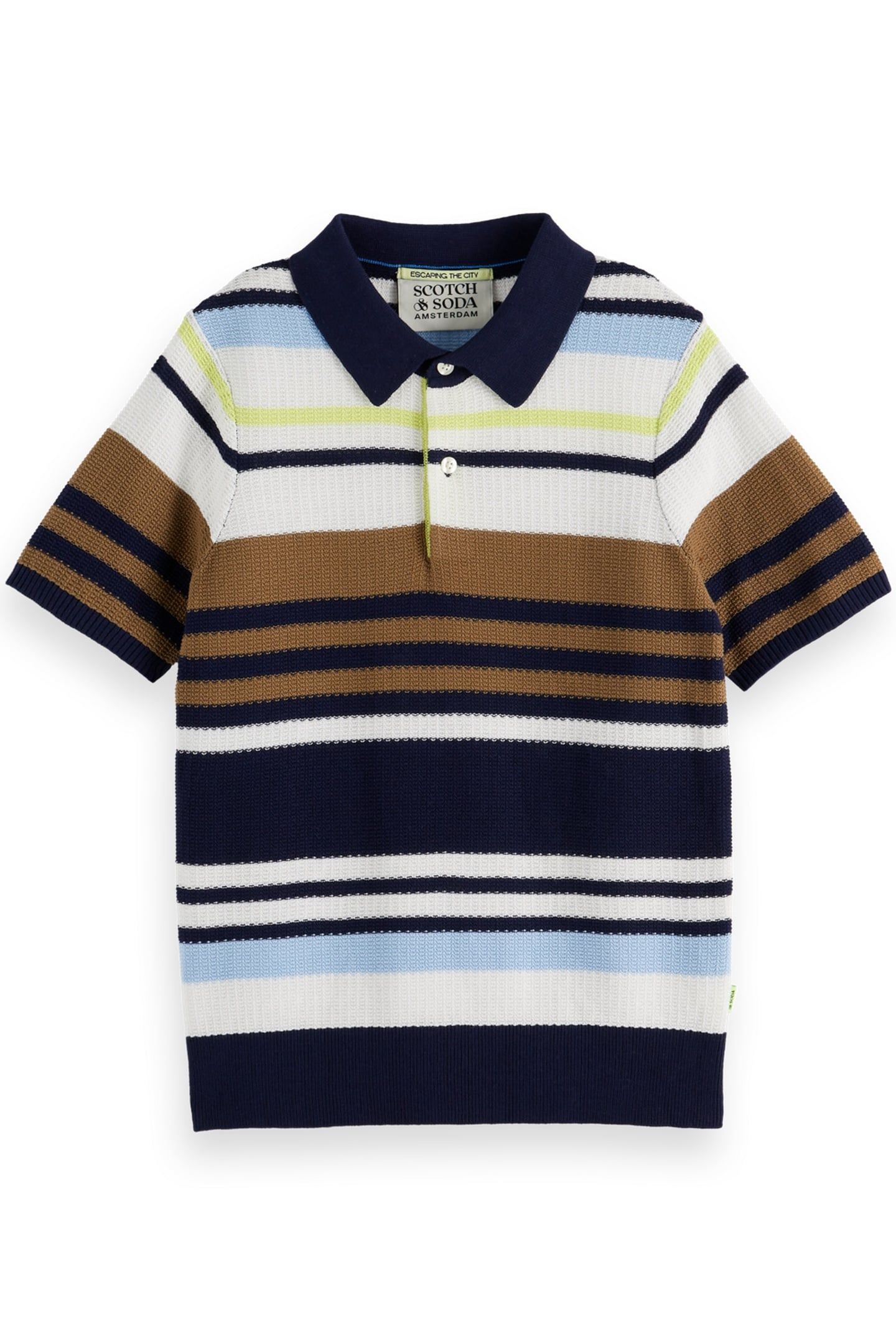 BOY STRUCTURED KNITTED POLO MULTI STRIPE 1