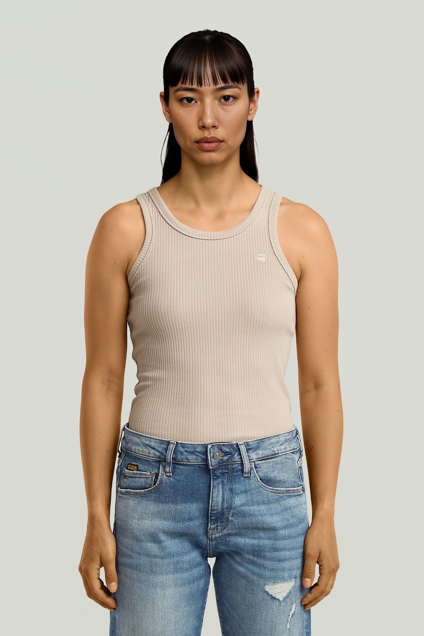 RIB TANKTOP BEIGE/KHAKI 3