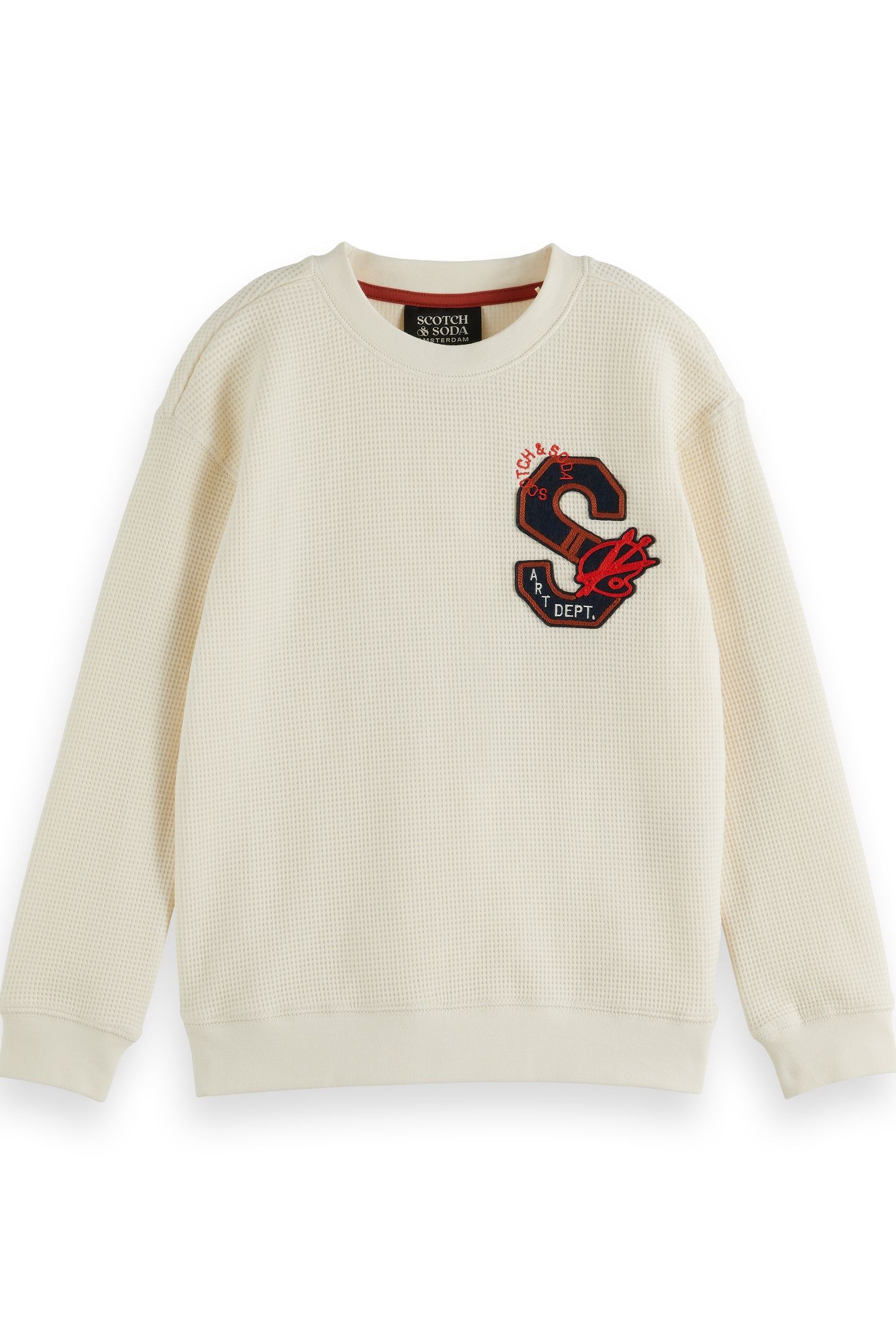 BOY RELAXED-FIT WAFFLE SWEATSHIRT EGGNOG 1