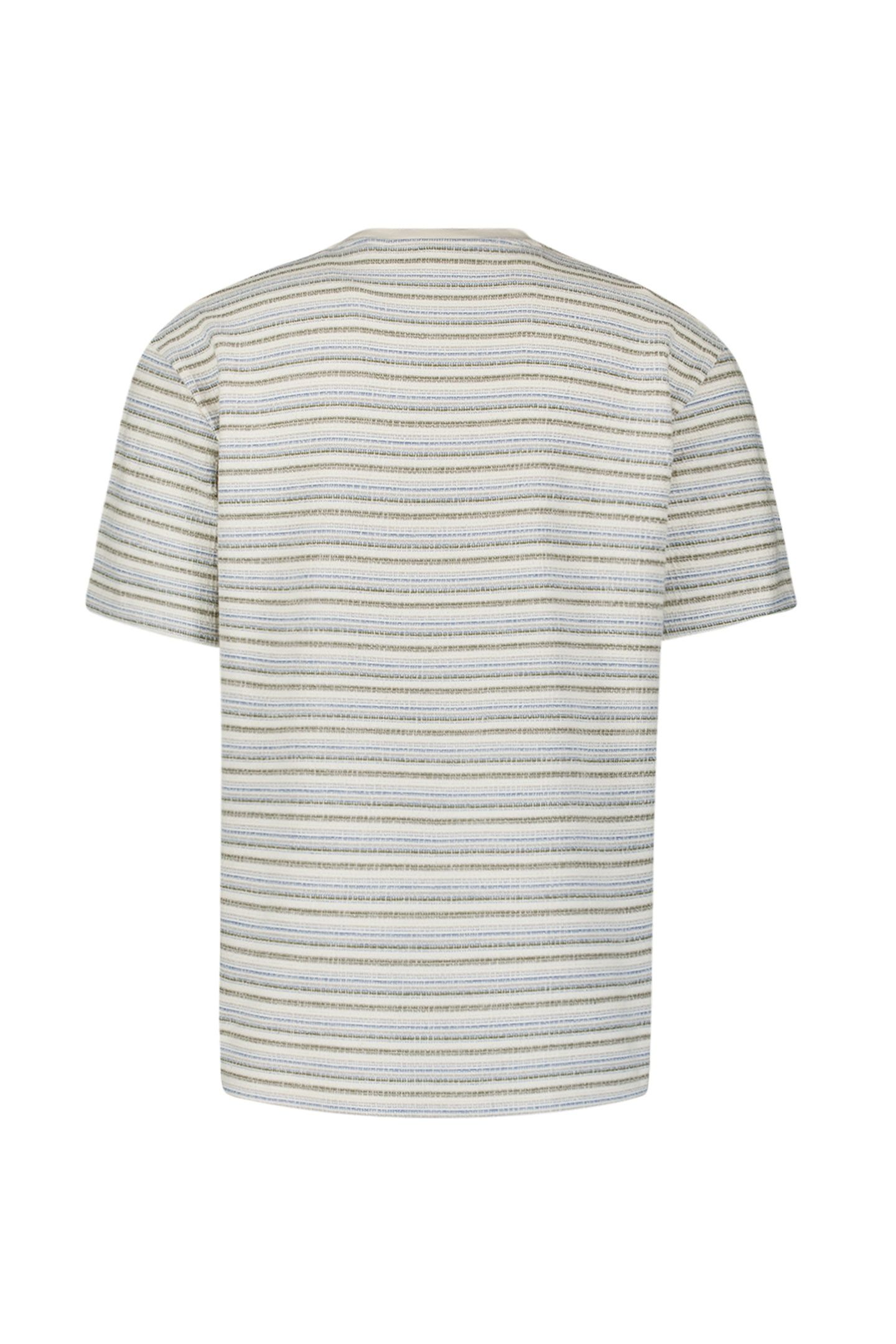 T-SHIRT CREWNECK MULTI COLOURED JACQUARD SLUB STRIPE DEEP BL 5