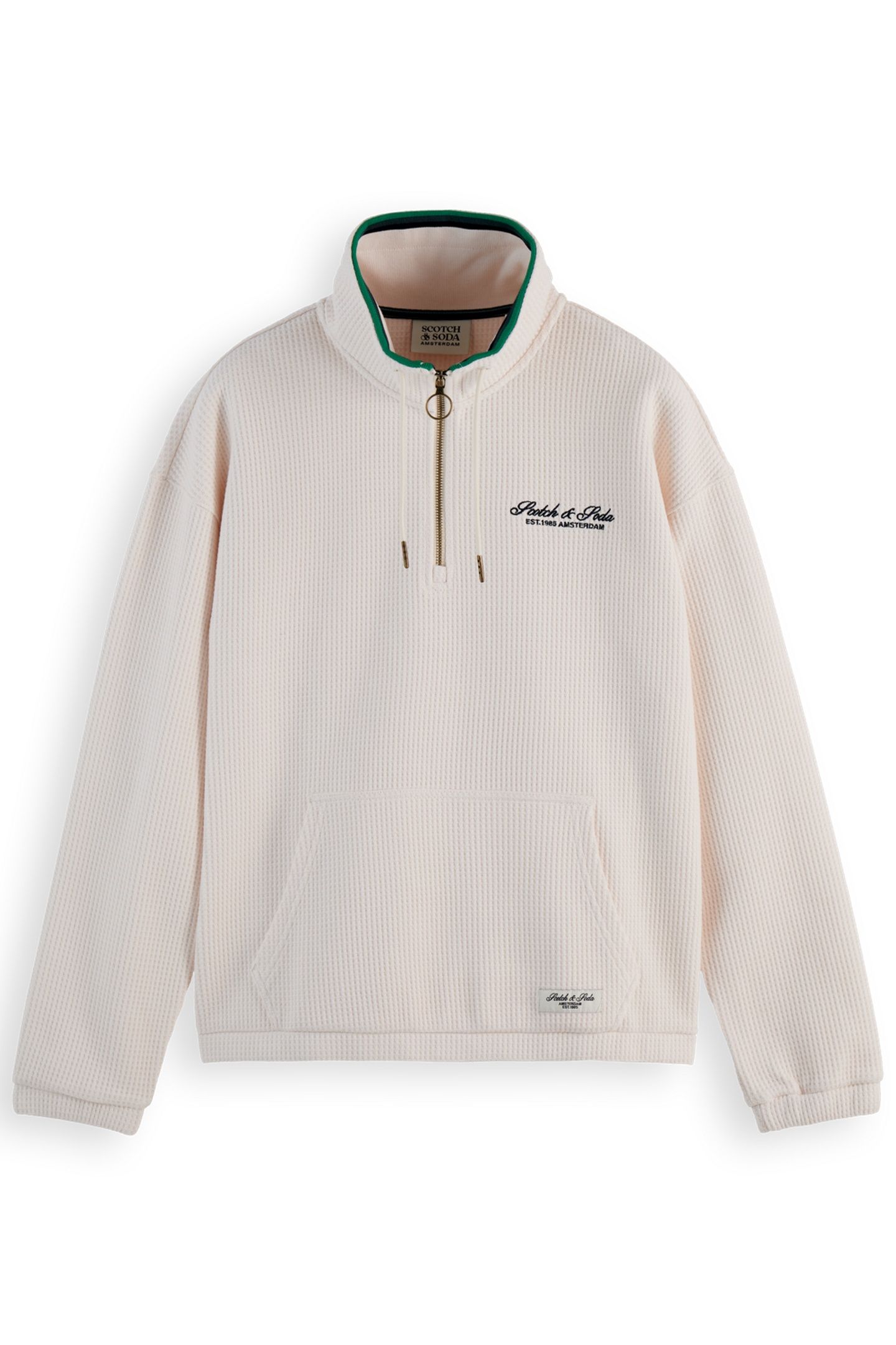 WAFFLE HALF-ZIP SWEATSHIRT SWAN 1