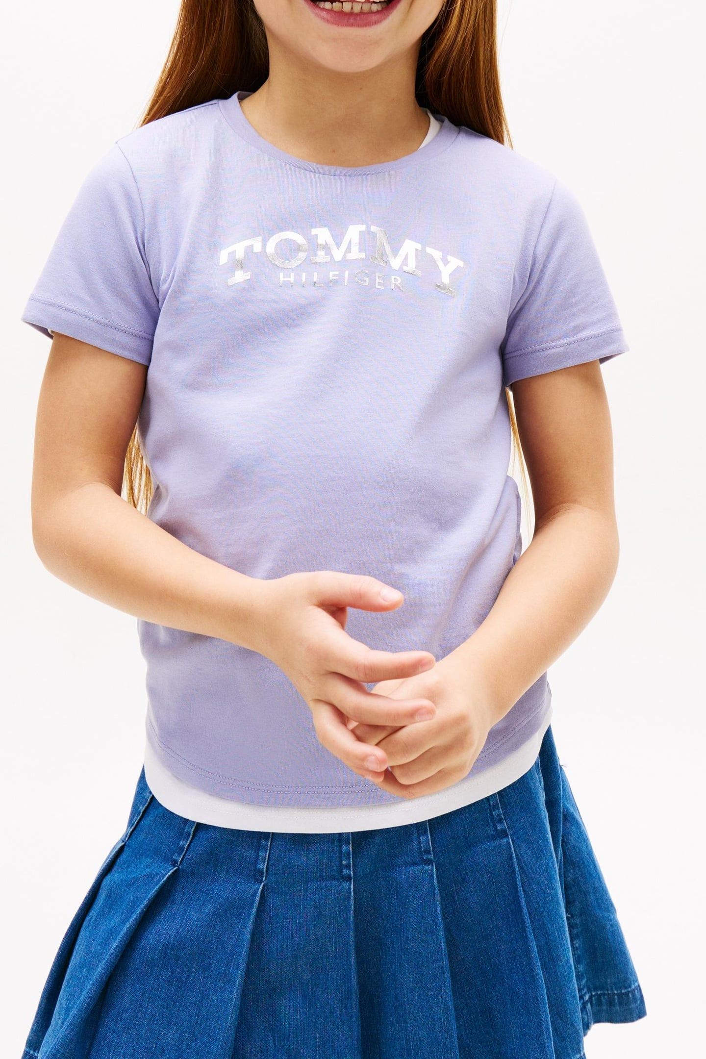 GIRLS TOMMY FOIL TEE SS PERIWINKLE DUSK 1