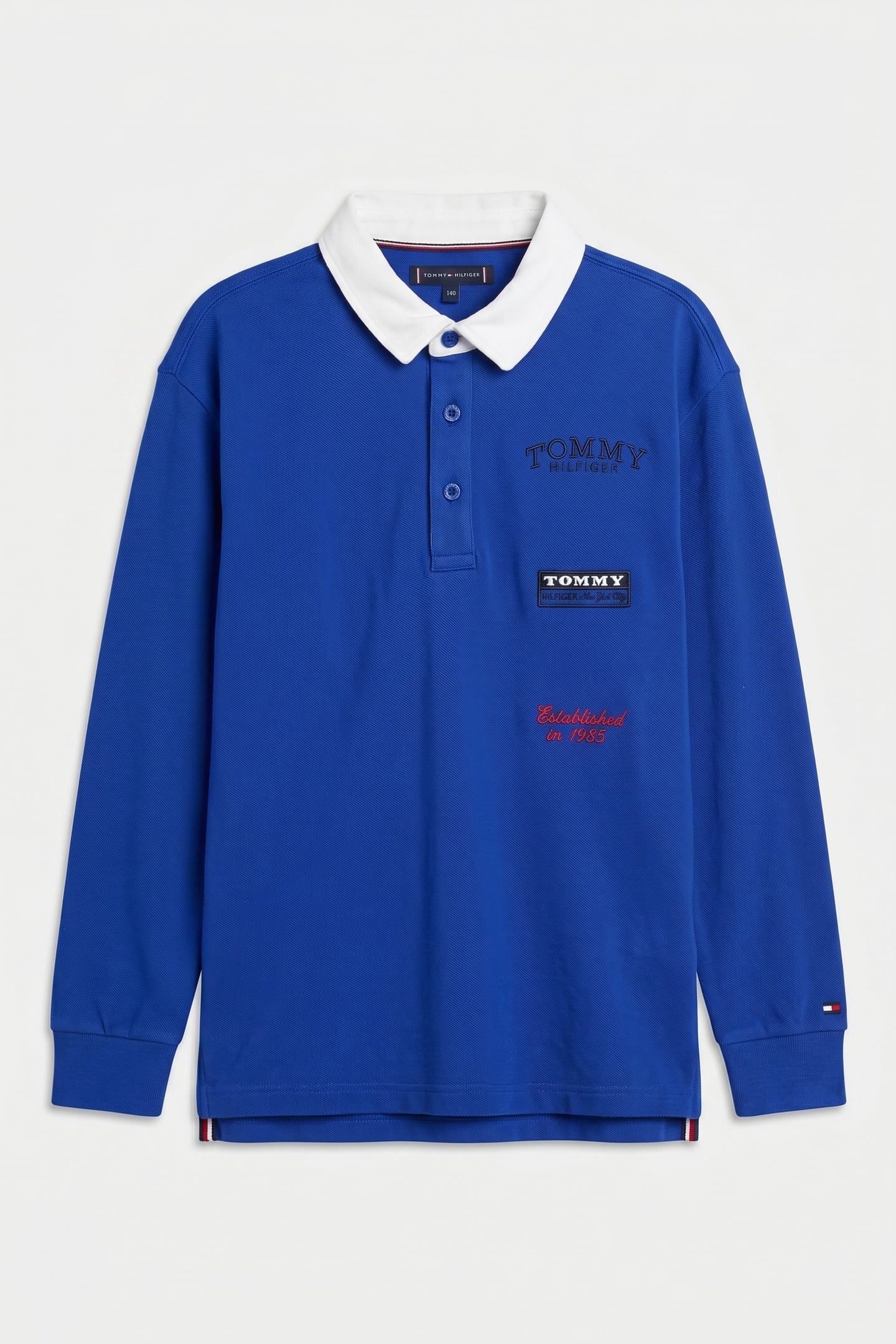 BOYS MULTI PRINT POLO LS MAJESTY BLUE 2