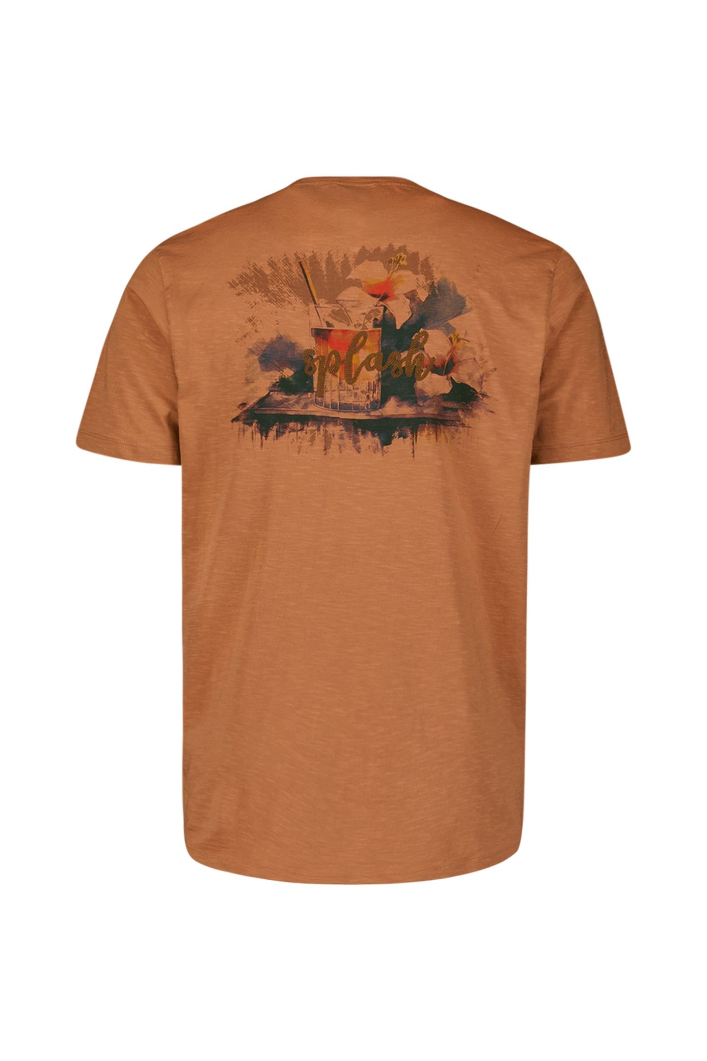 T-SHIRT CREWNECK PLACED PRINTS SLUB CARAMEL 2