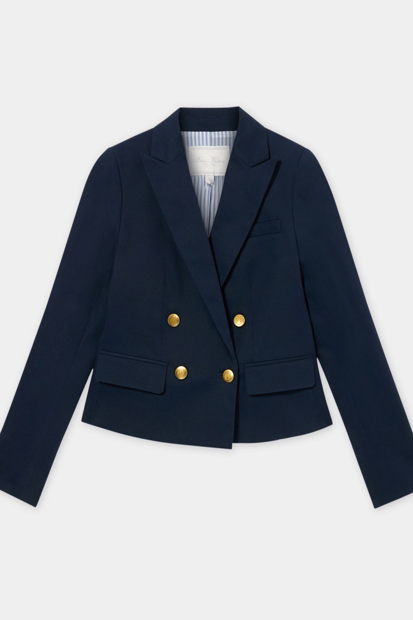 CROPPED DOUBLE-BREASTED FAILLE BLAZER NAVY 4