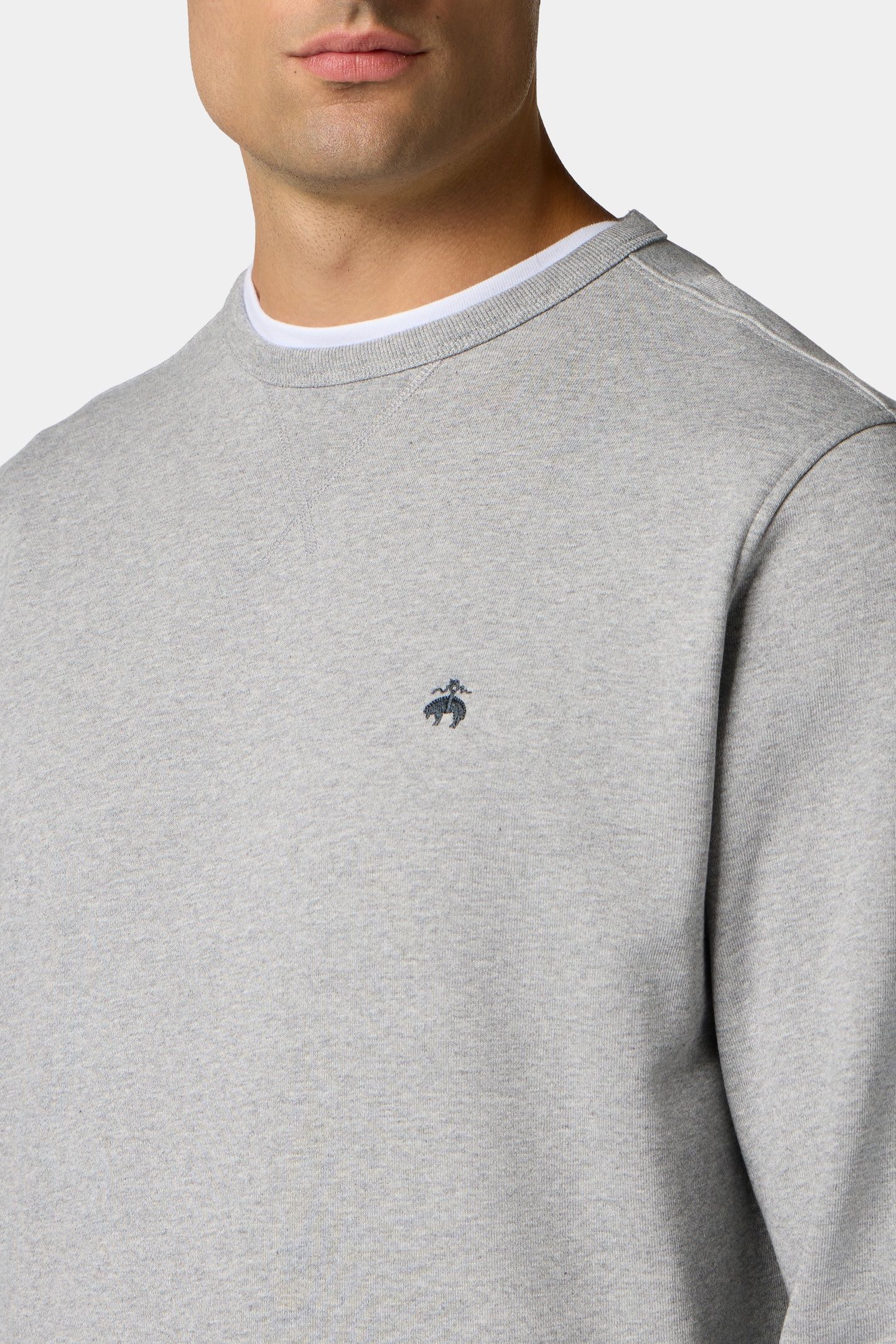 GOLDEN FLEECE EMBROIDERY CREWNECK SWEATSHIRT LIGHT GREY 4