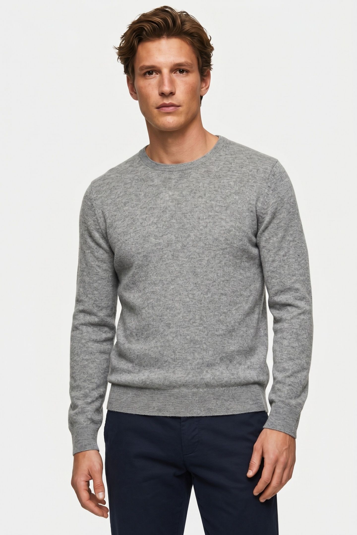 CASHMERE CREWNECK LIGHT GREY 1